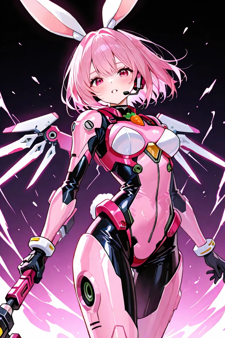 kasumi, (raw photo:1.2),((photorealistic:1.4)),best quality ,masterpiece, illustration, an extremely delicate and beautiful, extremely detailed, unity ,8k wallpaper, Amazing, finely detail, official art,extremely detailed CG unity 8k wallpaper,absurdres, incredibly absurdres, huge filesize, ultra-detailed, highres, beautiful detailed girl, extremely detailed eyes and face, beautiful detailed eyes,light on face,cinematic lighting,((extremely pink tight suit clothing)),1girl,full body,full-body shot,looking at viewer,((light pink hair)), red eyes,((bliss)), best detailed background, ((cosplay)), (smile), twintails, ((hold a rifle)),