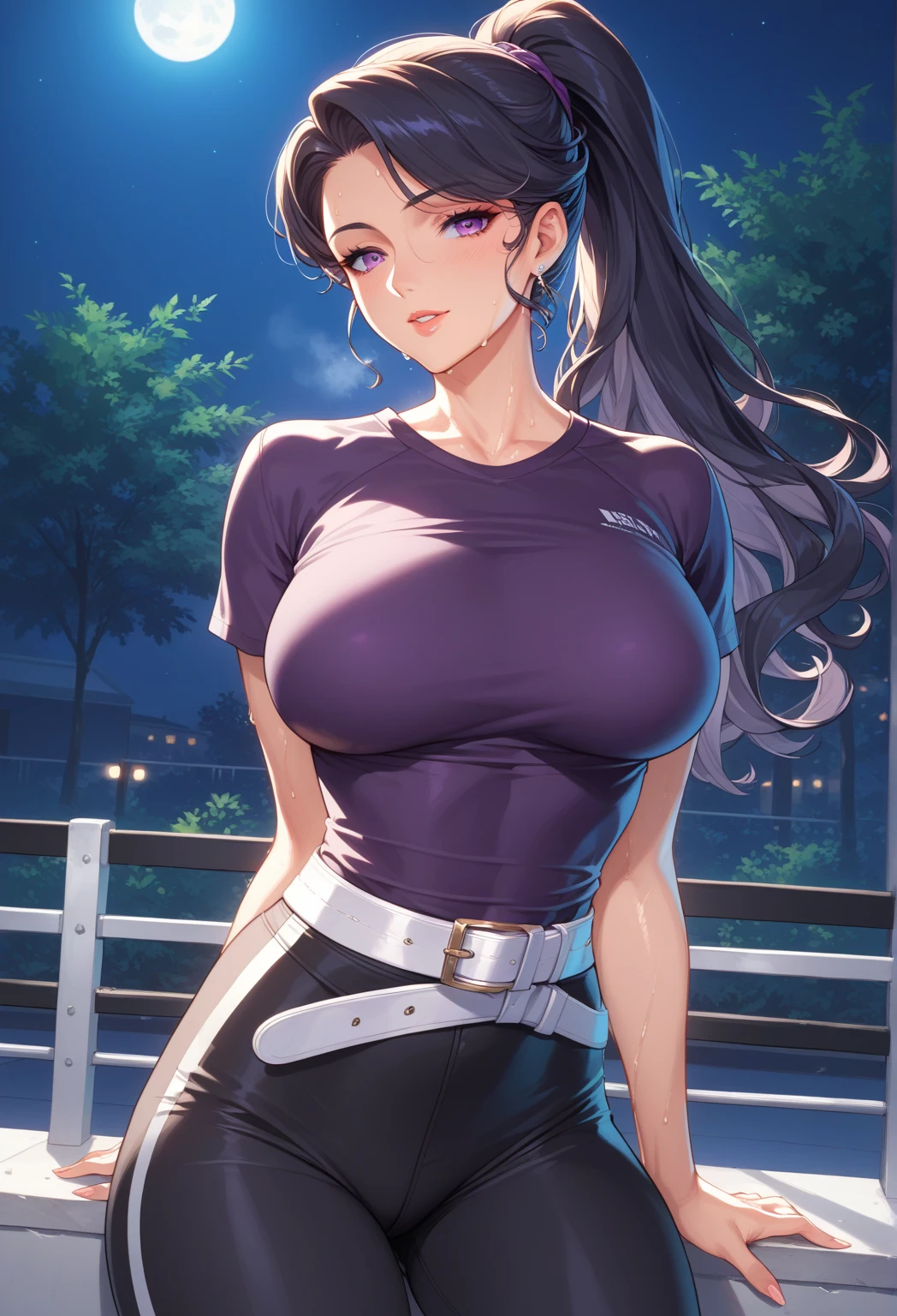 score_9, score_8_up, score_8, score_7_up,Expressiveh, walking, rim light,solo focus, arm up, sniffing own odor, liking own fingers, looking up, BREAK 1girl, young cute slut, pale skin, goth girl, horny, excited, huge breasts, sagging breasts, wide hips, massive round ass, thin waist, sweating, steam,  wet, long hair, (pink hair), sidelocks, bangs, ponytail, perfect black eyes, earrings, choker, eyelashes, makeup, blushing, detailed face, detailed hair,  (wet cameltoe), (white sleeveless shirt, gray gym shorts), BREAK, outdoors, park, trees, dynamic, night, dark,
 , round sunglasses glasses, choker, bangle, thick eyebrows, skinny thighs, brown skin, thick pubic hair, 4ng3l face,bubble butt,ohwx woman,(gigantic breasts:1.0),Expressive blue eyes, seductive gaze,oiled skin, cinematic lighting,
