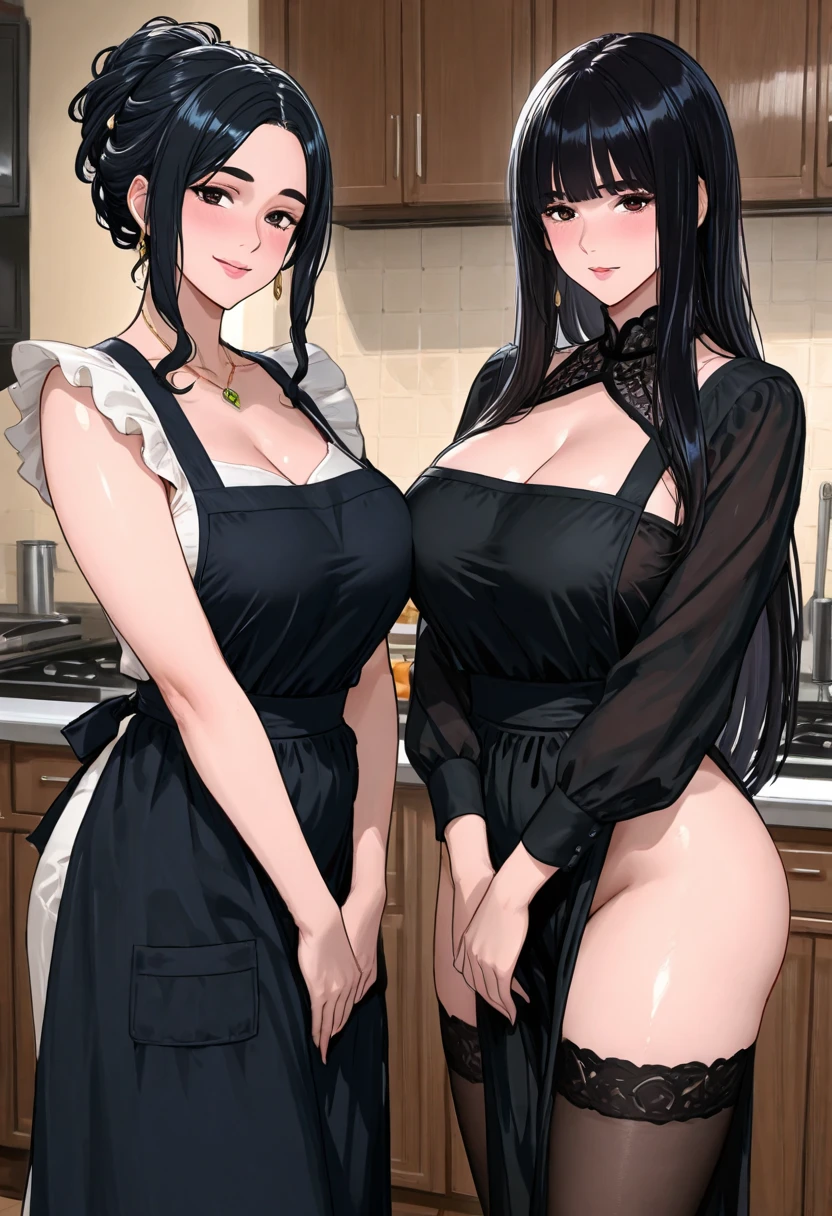 solo,1 mature maid,wet cameltoe,(from behind),sweating body,bare hips,Raise your ass,((Take a broom)),(public hair under apron), naked white apron ,((white skin)),trending on artstationh, Intricate details, Highly detailed,, intricate face details,Curvy physique, Thick body,((Mature female)),at the kitchen,vibrant, 4K, Intricate details, big breasts enchanting, Professional manufacturing, 12k resolution,(Seductive smile),Black hair, transparência de 90% nas peças de roupa