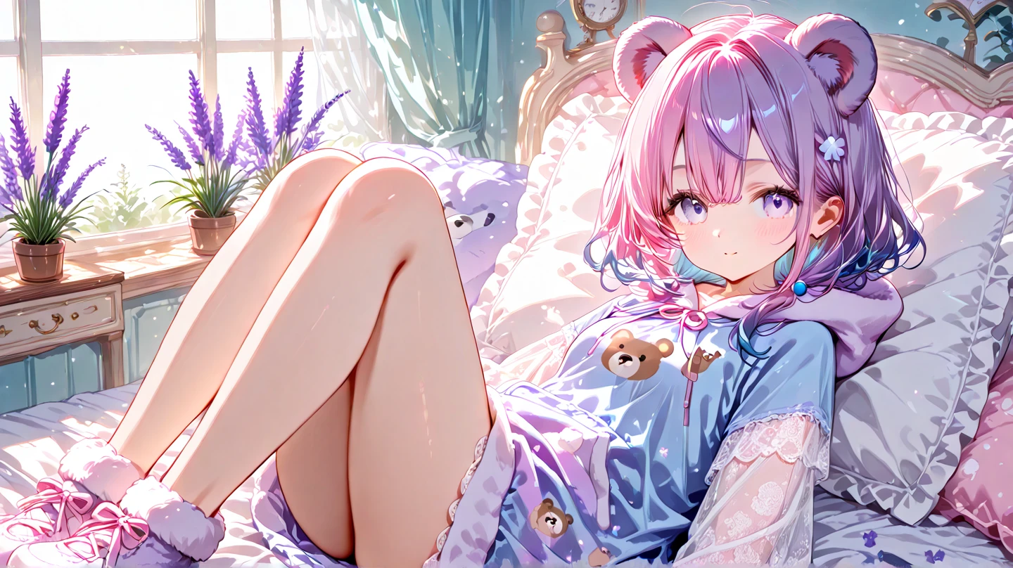 best quality、Komeiji Satori(pink hair)、erotic underwear、embarrassing