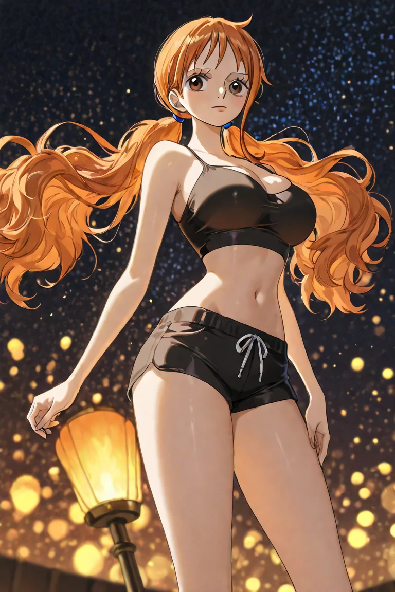 DQ4-ALENA,curly hair,earrings,long hair,orange hair,red eyes Black bra and ring panties in front of the inn at night Being attacked hatred anger