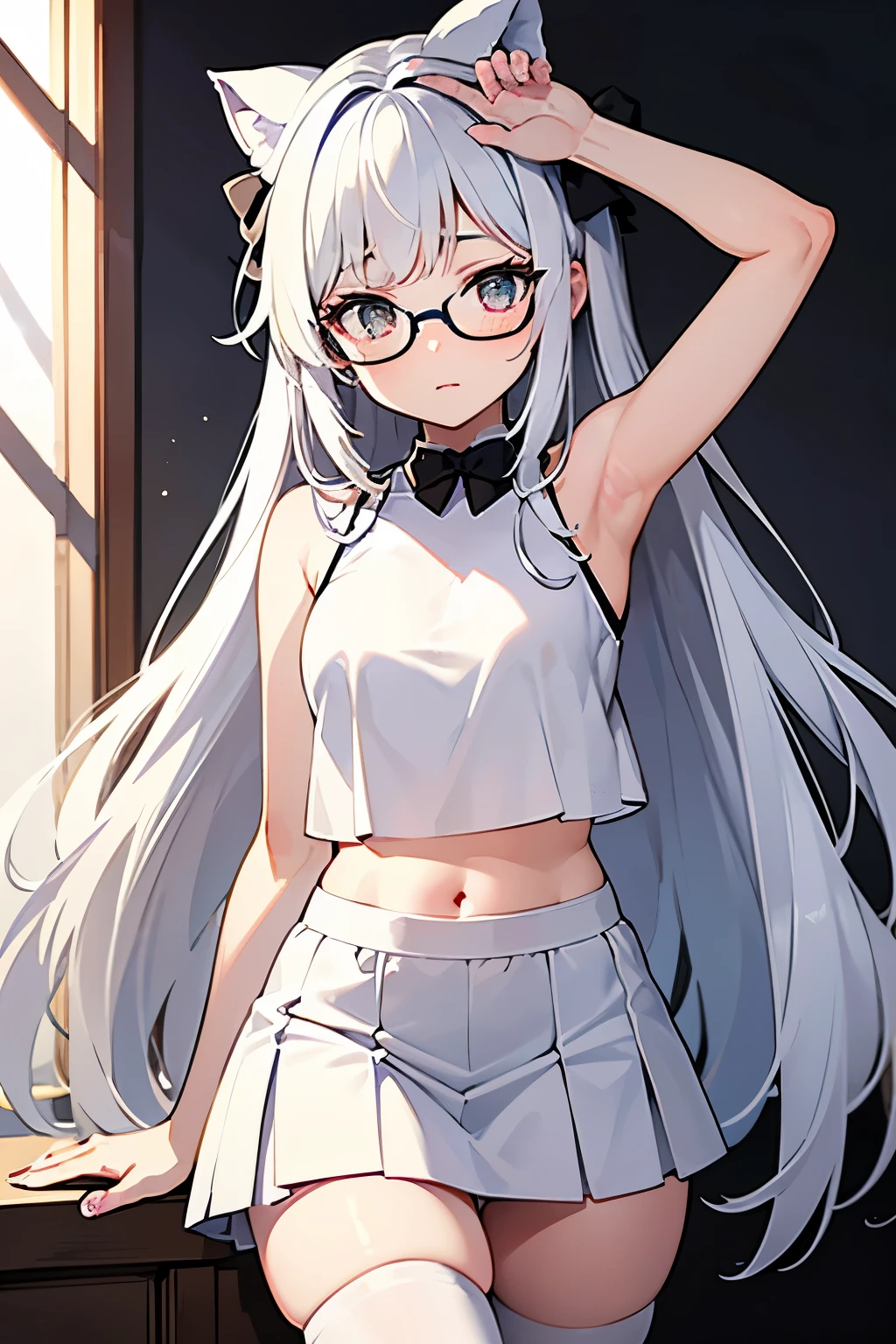 High-quality illustrations、Draw the whole body、Glasses、Curly Long Hair、Loose braided hair、She's in her 20s and has a cute baby face.、Small breasts、Cute clothes、Inside a stylish cafe、smile、Draw women slightly larger、Beautiful breasts、Baby Face、skirt、A little sheer underwear、Silver Hair、Grey Hair、Slim body、Watery eyes、Looking this way, he is happy.、I'm not wearing anything on my head、Ahoge、丸くBeautiful breasts、smile、Cleavage、Messy Hair、Plump thighs、Absolute area、Highest quality, Very detailed, Attention to detail, masterpiece:1.2,