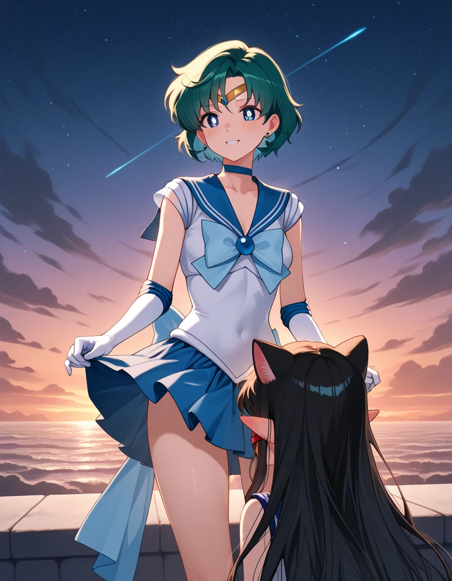 (masterpiece、Highest quality、Highest quality、Official Art、Beautiful and beautiful:1.2)、(One person:1.3)Hatsune Miku、Twin tails,Beautiful breasts, Katsushika Hokusai,((Highest quality)), ((masterpiece)), (detailed), ((Perfect Face)), ((Half Body)) ((Sailor Moon Villains: The Witches 5)) Solo photo close-up , Background of a cathedral with large stained glass windows , Breaking Glass, Black rose decoration