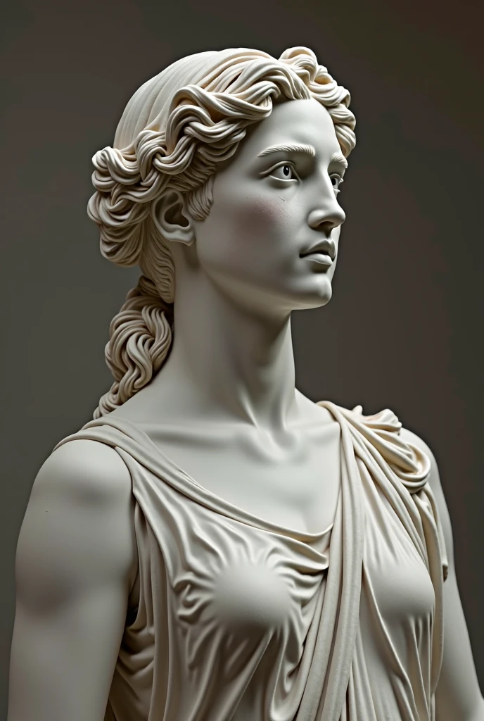 el busto de Atenea con un cuervo posado, Classical Greek goddess, white marble, en blanco y negro 4K,Cara lateral, Super realistic photo wallpaper 1920x1080