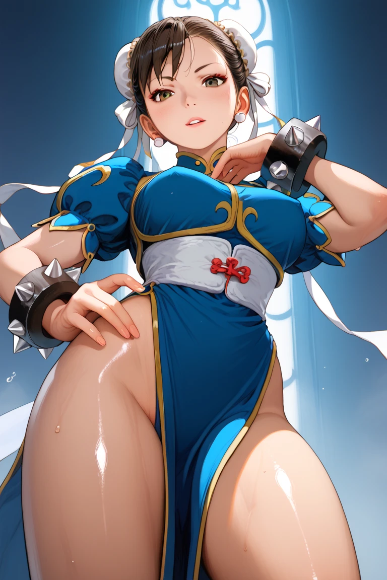 girl with, chun li, Gloss, Beautiful thin thighs, stiff nipple, thick eyebrow, smooth and firm buttocks, large full breasts, Very happy, Salaryman in short clothes, Sexy, masterpiece,mekosji,(((Slouching,Sticking out the buttocks))), (penetration: 1.2),actionpose,front curtain, Fingers4Bokenで親Fingers1Boken,