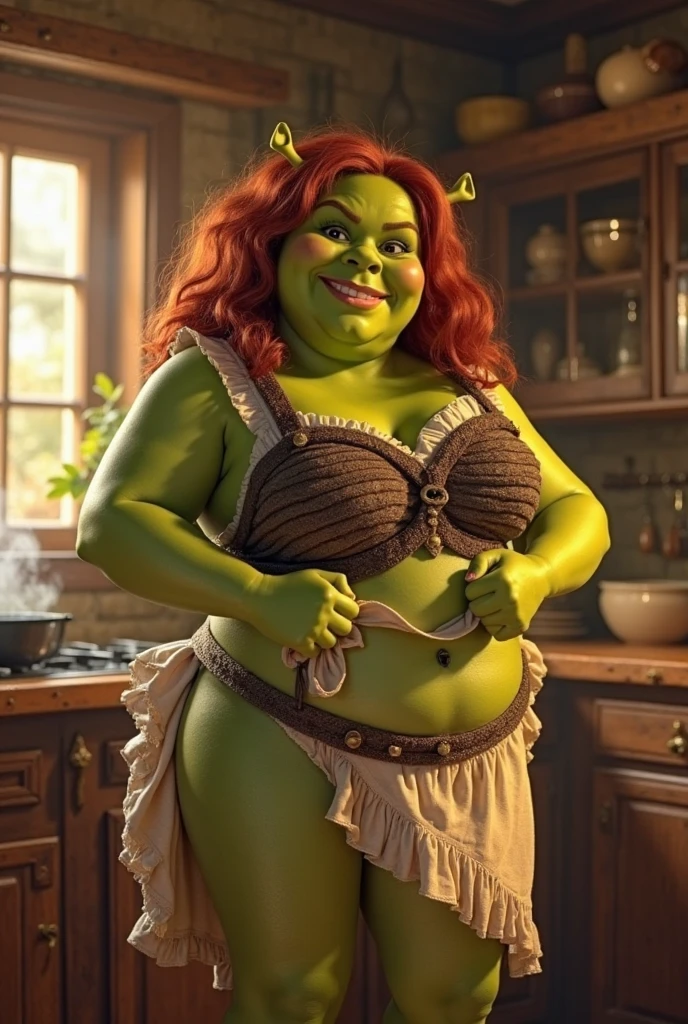 (FionaOrc:1), 1girl, cute, cute pose, (green skin, colored skin, red hair, blue eyes, monster girl, orc female, tick, plump, curvy, freckles, pointy ears), curvy, looking at viewer, smile, :D, breast focus, leaning forward,
(detailed ladscape, wetland , window, sky, dirt, bed:1.2), (background:1), (dynamic_angle:1.2), (dynamic_pose:1.2), (rule of third_composition:1.3), (dynamic_perspective:1.2), (dynamic_Line_of_action:1.2), solo, wide shot,
(masterpiece:1.2), (best quality, highest quality), (ultra detailed), (8k, 4k, intricate), (full-body-shot:1), (Cowboy-shot:1.2), (50mm), (highly detailed:1.2),(detailed face:1.2), detailed_eyes,(gradients),(ambient light:1.3),(cinematic composition:1.3),(HDR:1),Accent Lighting,extremely detailed,original, highres,(perfect_anatomy:1.2), nude body, pussy, sitting on bed, spread legs, pussy juice