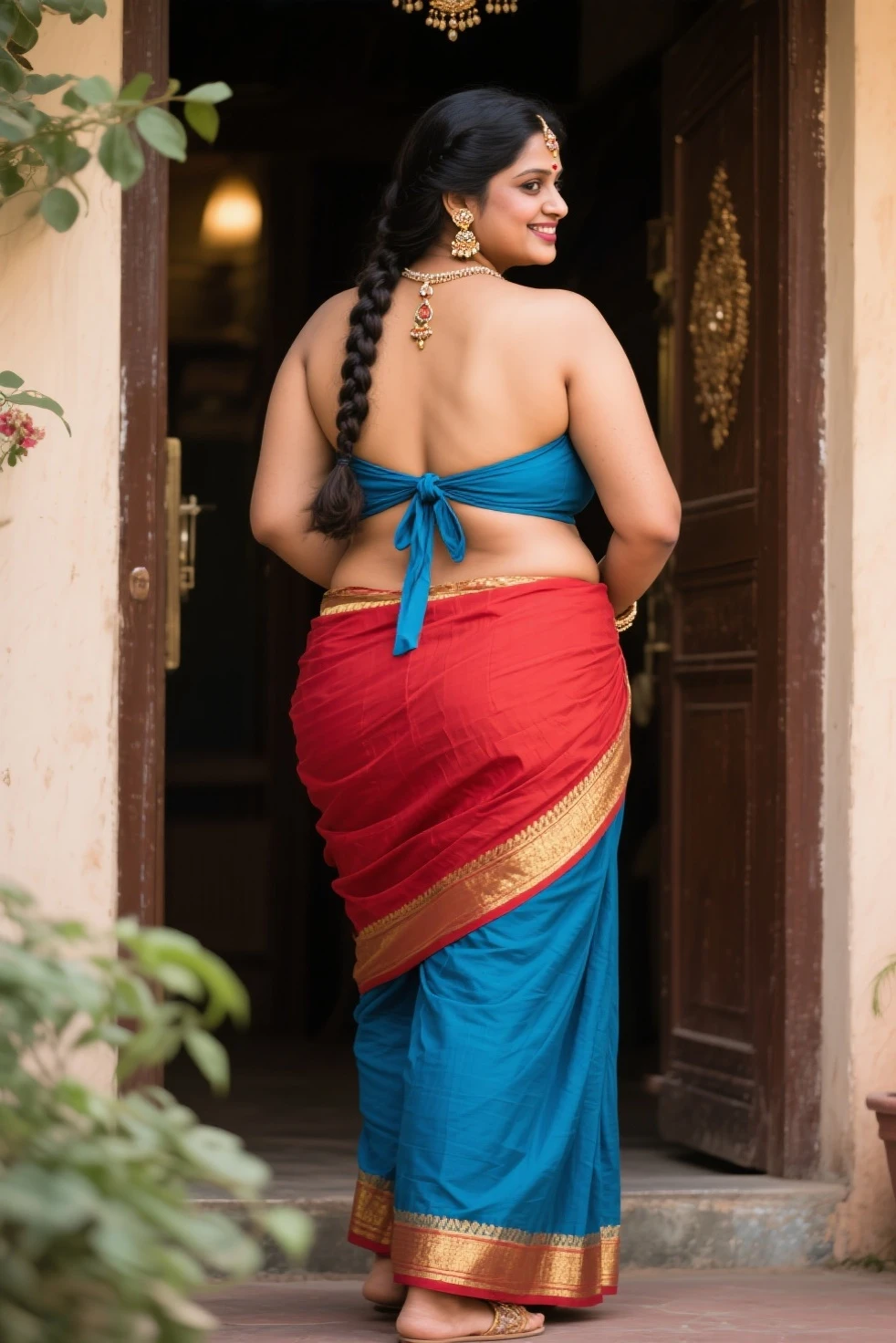 Foto RAW, photorealistic, photography, full body shot, master shot, Saree model, bengali village woman wearing Sari without blouse, bengali vintage cultural dress, bengali heritage dress, model Photography, Indian saree shoot, village woman, sensual lust, sensual beauty, erotic photoshoot, bengali village woman, bengali housewife, bhabhi, aunty, bong girl, village sari, village girl, village Sari style, vintage Indian Village Style sari draping , retro village wear, village style, no blouse saree, no blouse can be seen, traditional wear advertising photography, traditional wear brand shoot, face of Indian actress Drashti Dhami, masterpiece, realistic, realism, photorealism, high contrast, photorealistic Artstation 8k HD digital art trend of high definition and detailed realistic skin texture, ultra detail, realistic skin texture, armature, best quality, ultra high definition, (photorealistic:1.4),, high resolution, detail, raw photo, Re sharp, by Lee Jefferies Nikon D850 Film Stock Photo 4 Kodak Portra 400 Camera F1.6 Lens Rich Color Ultra Real Realistic Realistic Textures Dramatic Lighting Unreal Engine Trending at Art Station Cinestill 800,(pele altamente detalhada: 1.2), 8k UHD, DSLR, soft-lighting, alta qualidade, grain of film, Fujifilm XT3
