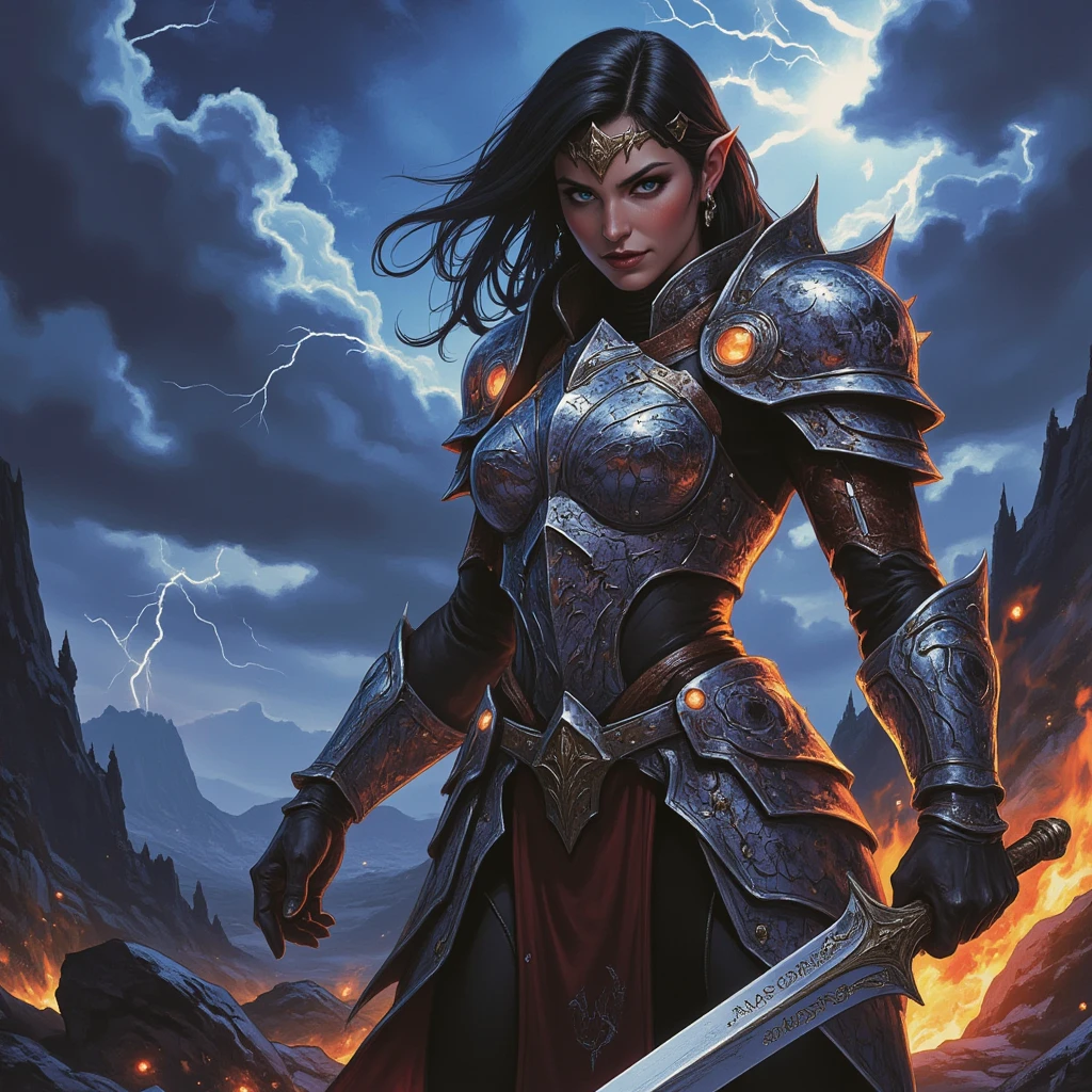 he Battle of Evermore. luminism by WLOP Background is full of action from the celts fighting the romans, sparks, motion blur. The Morrigan is stirring up a fight. [Michelle Pfeiffer|Anya Taylor-Joy] is a celtic medieval princess warrior, bulky, ripped, muscular, armor. uhd, 4k, raytracing, reflections in her eyes and armor, high contrast, luminism, surrealism, cinematic, anime by Masamune Shirow, ultra highly detailed, Her dirty legs and skin is visible. Fighting pose. Intriguing rage scream. Symmetrical face. Sharp focus on her symmetrical beautiful fully detailed eyes. Award-winning digital wallpaper art. Trending. Artgerm Alphonse Mucha greg rutkowski, loish, norman rockwell. Boris Vallejo, aquirax uno Masamune Shirow craola --auto