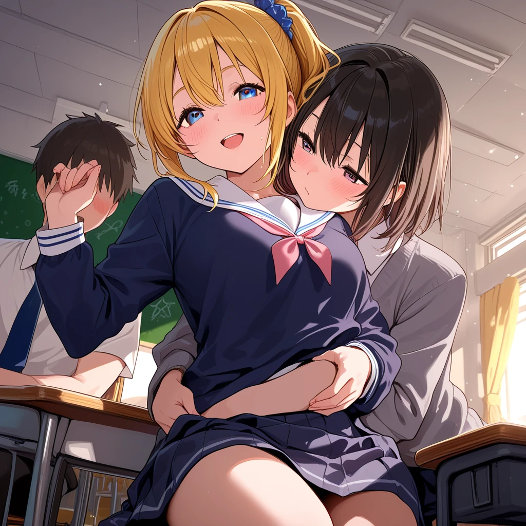 several anime character tits fucked by another and two cartoon hands grabbing them, 1girl, sobbing through one's tearst,breasts, multiple boys, nipples, skirt, small breasts, breast grab, grabbing, group sex, brown hair, long hair,blue skirt, ((open legs)),(((((cunnilingus))))), bald, thighhighs, pussy, censored, oral, blush, 5boys,old man,1 girl, breast sucking,gangbang, vaginal, fellatio, hand job, anal, multiple boys