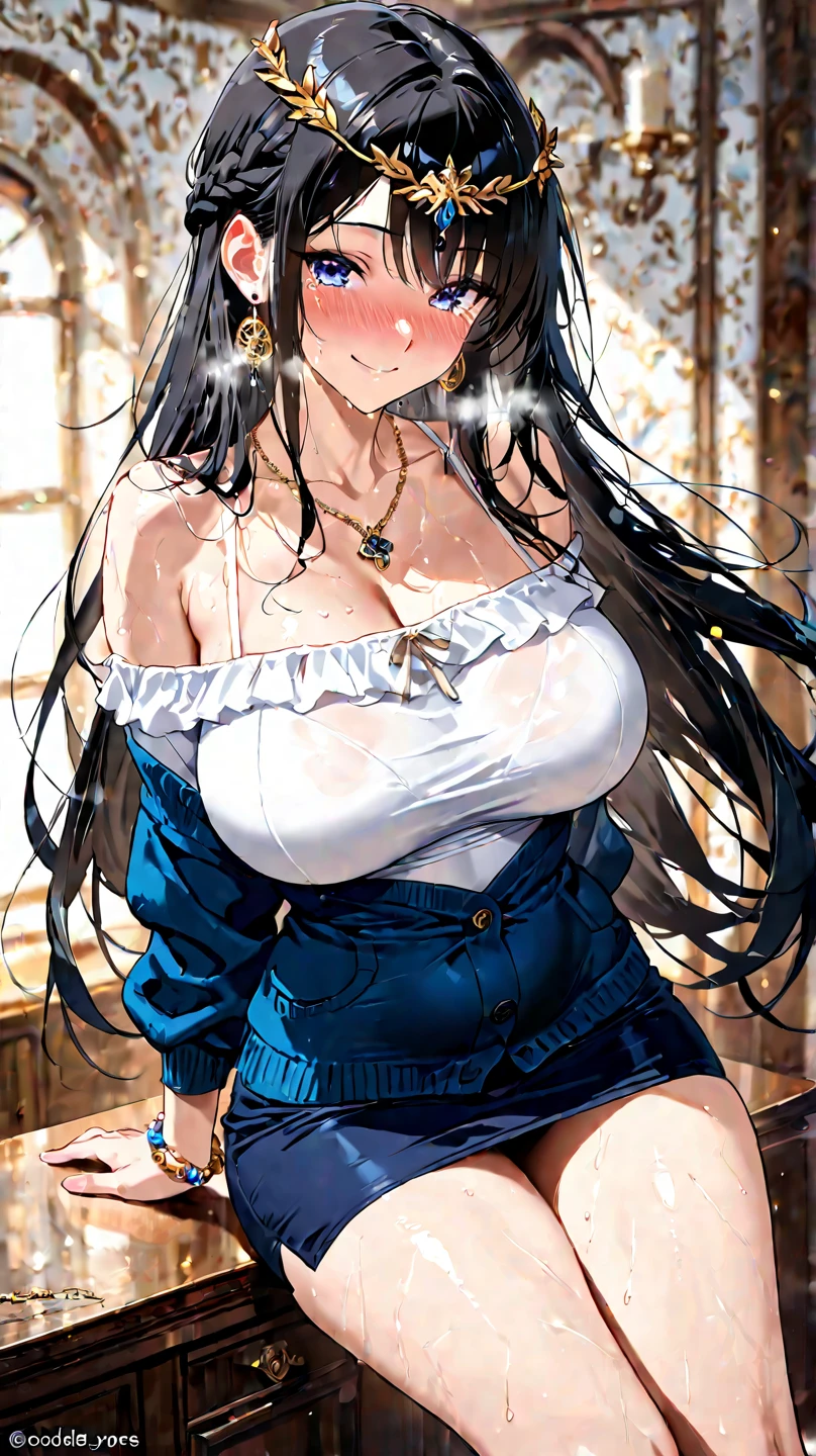 (masterpiece:1.5), (best quality:1.2),(famous artist:1.2),(official art:0.5),from adove, (Top quality:1.2),(high resolution:1.2),1girl,solo,clothes reflecting light,,oppai loliAK,(black hair:1.6),loli faclf naked ,smile,long hair, Dungeon, fear, fear, terror, despair,trars, tears