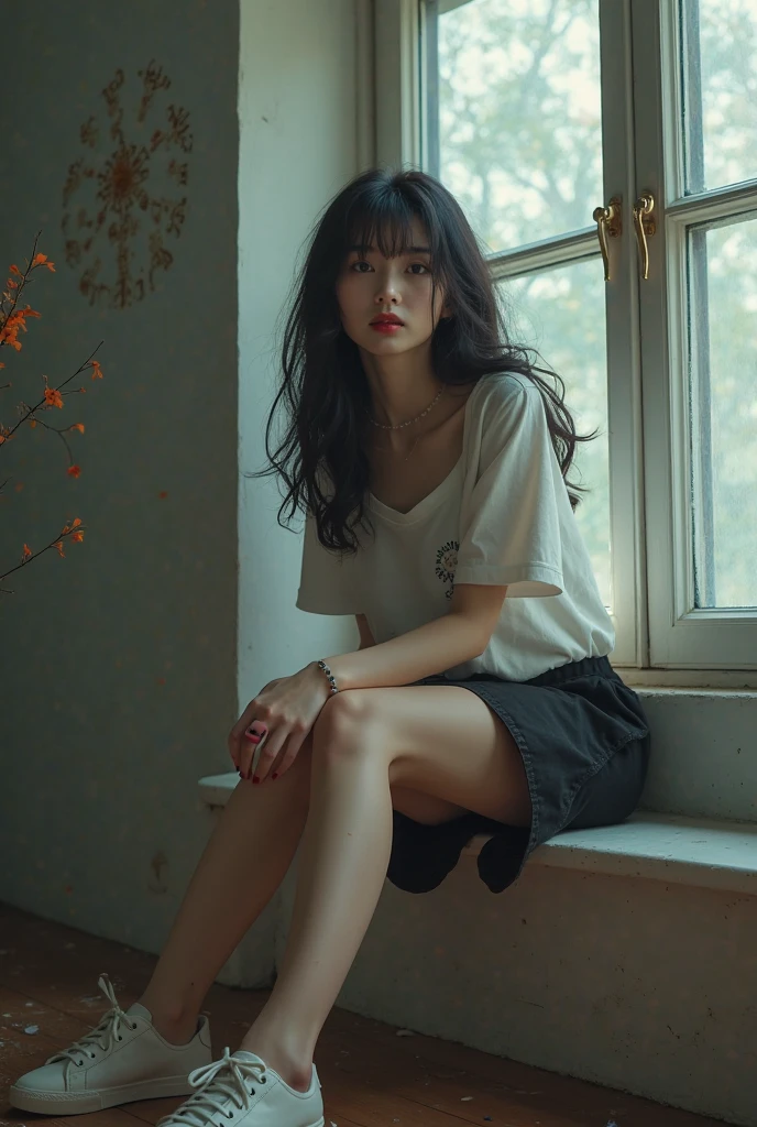 (Oversized T-shirt with excess fabric when tucked into a skirt), (Skirt full thigh), (knee-length outfit), (white strapless DRESS), (white strapless DRESS), (center shoes shot), ((full-body standing image)), (cover knee), (Scottish pleated skirt), (bare shoulders), (bare arms), twinsies、The ultra-detailliert, (white t shirt), (cotton spaghetti-strap top), (cotton spaghetti-strap top), (cotton spaghetti-strap top), (cotton spaghetti-strap top), (long skirt), (A hem full flared skirt), (Hem full flared dress), (a girl pretty girl with perfect figure), (a photo of the night sky), (32K,1 20-year-old girl, The light from the rear room is backlit, Ray traching), (full body), (two-parted hair), (very thick hair), (Slender chest), (short upper chest), (pectoral muscles are large), (upper breasts are firm and round), (stand upright), (two shoe ends), (two shoe toes) ,(put on blush), (apply powder), (makeup), (standing), (asian girl princess), (Black non-reflective fabric for making skirt), (dark skirt), (thick thighs), (large calves), (large knees), (one-piece skirt), (seamless skirt), (long shins) , (big shins), (A hem full flared skirt), (Hem full flared dress), (A hem full flared skirt), (thighs meets knee), (black skirt), (black skirt), (black skirt), (black skirt), (knee gap), (knee gap), (knee gap), (Expose cleavage :1.3), (Scottish pleated midi skirt) (Super fine face and eyes), (Highly detailed face and skin texture, Detailed eyes, Double eyelid), (stading shot), (stading shot), , (Scottish pleated midi skirt), (Scottish pleated midi skirt), (knee-length outfit), (knee-length outfit), (knee-length outfit), (knee-length outfit), (Skirt full thigh), (Skirt full thigh), , (white sneakers), (a pair of white leather boots, highly detailed boots)