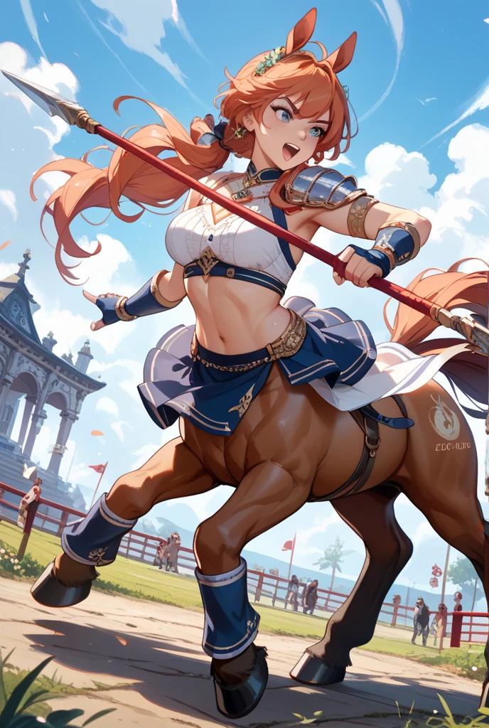 (masterpiece, Highest quality:1.2), One person, One personで, Centaurs in Greek mythology, Absurd imaginary creatures, A seamless blend of bikini girl and aesthetic white horse, Faded dark brown realistic leather bikini, [Detailed and antique look Cute horse ears, Short abdomen, Terrifyingly beautiful eyes, Flexible and precise bow and arrow], Aesthetic horse legs, Fine-grained, Spray Work, Professional quality, Soft Focus, Ultra HD, Highest Resolution, ARW, Aiming a Bow