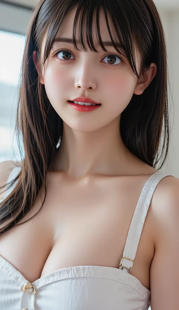 A close-up head and chest portrait of a pretty and cute girl, naked, nude, vulgar, topless, lying down sideway position and spreading the legs hang up, tight opened, side fuck by an old man from behind,bold man hold and hang girl's legs, penis in vagina, cute appearance. The highly detailed digital rendering captures every aspect of her beauty, from her delicate features to the intricate.