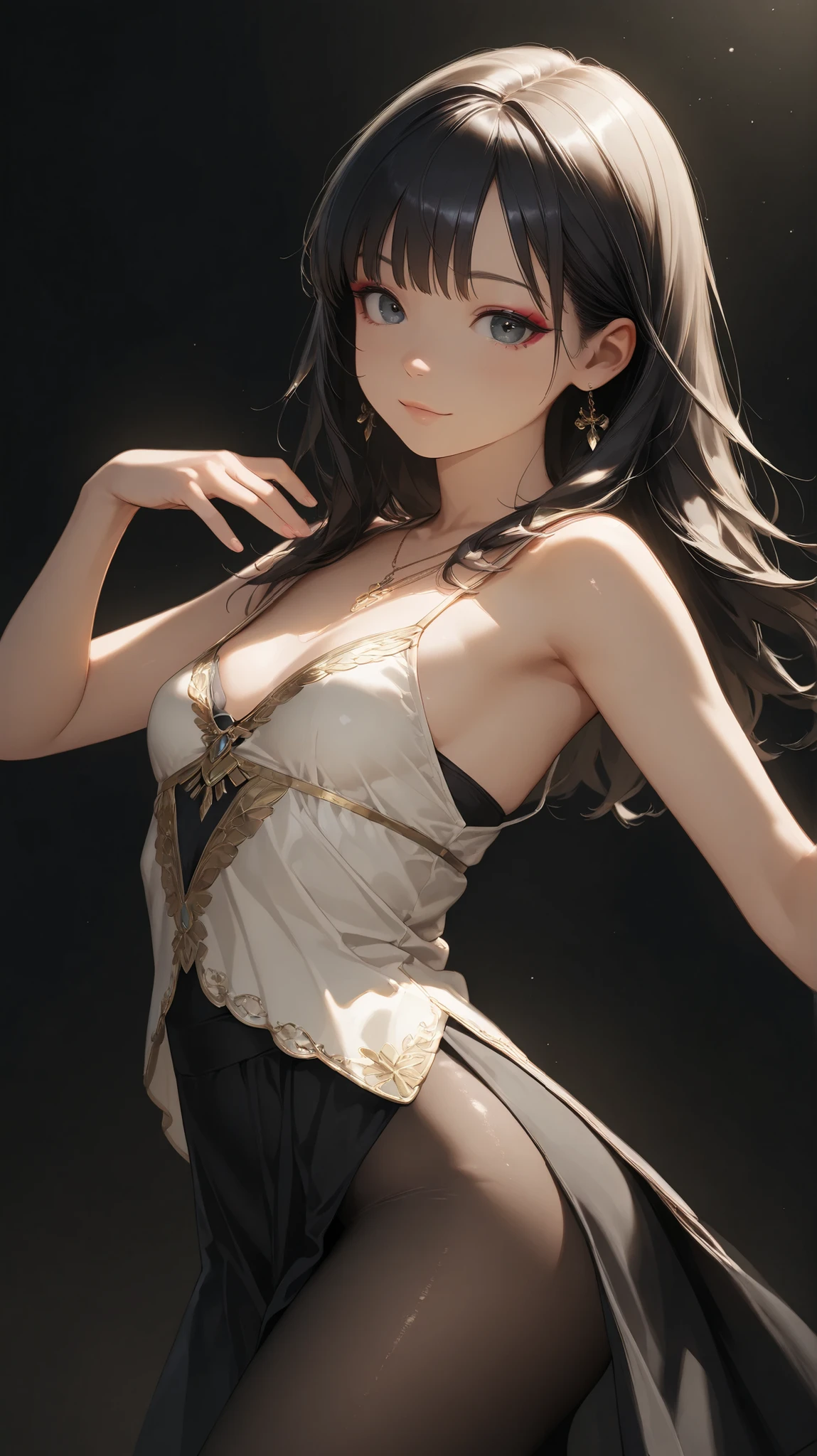 (masterpiece, light rays, finely detailed beautiful eyes: 1.2), masterpiece*portrait, realistic, 3d face, glowing eyes, shiny hair, lustrous skin, solo, embarassed, (midriff), (realistic:2),