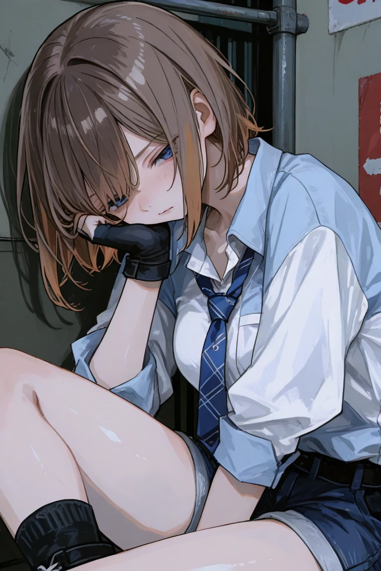 3boy in,Nsfw,(((1girl,3boy,sex,fellatio,gangbang,vaginal))),,Looking at viewers,all fours,crawling ,(((chain binding over clothes:1.5))),(arms behind return:1.3),(regretful expression),restrained things ,restrained by chains, tightly shackled and confined ,a lot of Blood Stain On Shirt,(((10years old))),Haibara ai ,Detective Conan, short hair,(((laboratory coat,realistic white lace panties))),masterpiece ,8k unity wallpaper,anime key visual,highest quality, High resolution, unity 8k wallpaper, (shape:0.8), highly detailed face,highly detailed eye,glowing eyes , shiny skin,fine skin,white skin,dense skin,detailed hair,highly detailed legs,perfect lighting, Detailed CG, (perfect hands, perfect anatomy),High resolution,(Detailed wear ),slender limbs, delicate curves, dainty hands,figure:0.8,