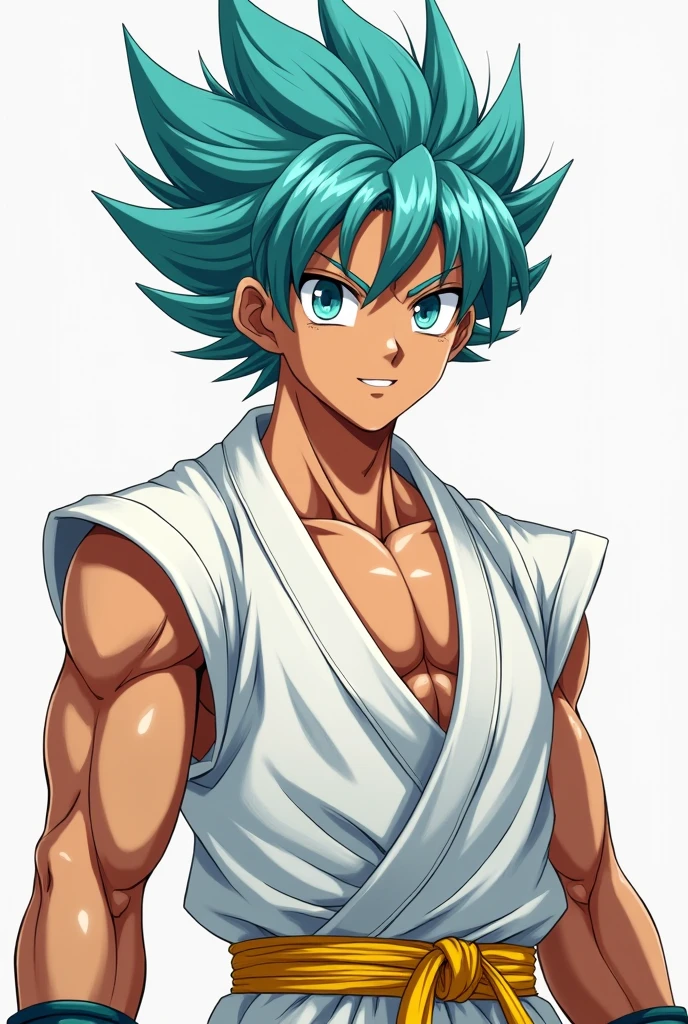 In Yusuke Murata style, Hold the pose, but draw with flat colors, cel shading, limited color palette and simplified lighting. The body must be muscular and athletic.