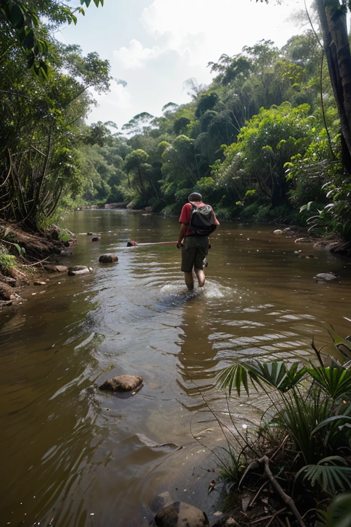 An eliphent walking beside a river where was a crocodile.