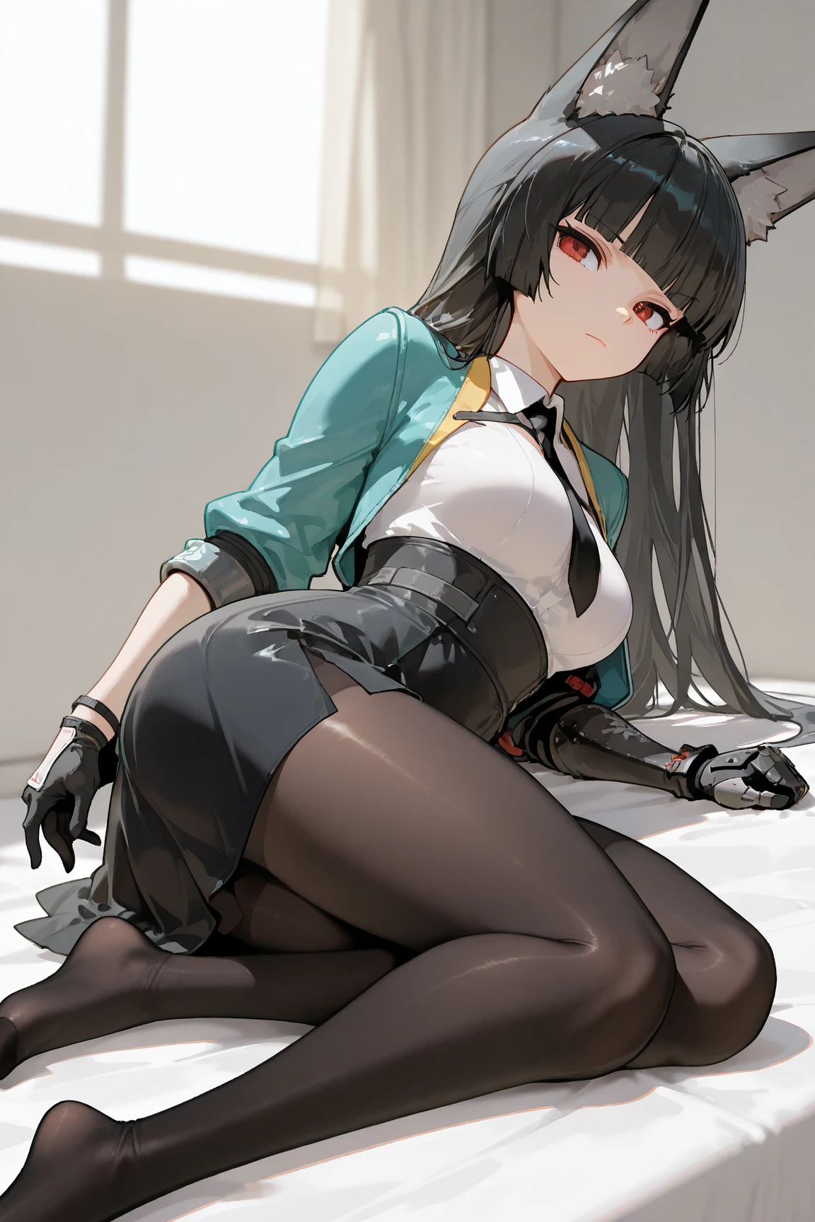 best quality, 8k, 1girl, beautiful detailed eyes, lora_sakurajima_mai, sakurajima_mai, anime girl wearing black satin silk strapless leotard and tights with high heels, bar counter, bare arms, full-body shot, must show the whole body from head to toe, black single color bunny ears,huge breast, (white collar) with (((slim bowtie))), (white detachable wrist cuffs), short torso, slender hips, (((wasp waist))), well proportioned feminine body, very cute face, gorgeous, pretty, beautiful maiden, masterpiece, best quality, sharp focus, cinematic lighting, detailed lighting, sitting, around her big legs,looking at viewer, 8k, UHD, intricate details, detailed face, extreamly detailed, photograph, photorealistic, perfect eyes, detailed eyes, realistic eyes, detailed skin, must show both feet, bunny costume, blue eyes, black satin silk bunny girl uniform, pantyhose, high heels, rabbit ears, white collar with bowtie, white wrist cuffs with cufflinks
