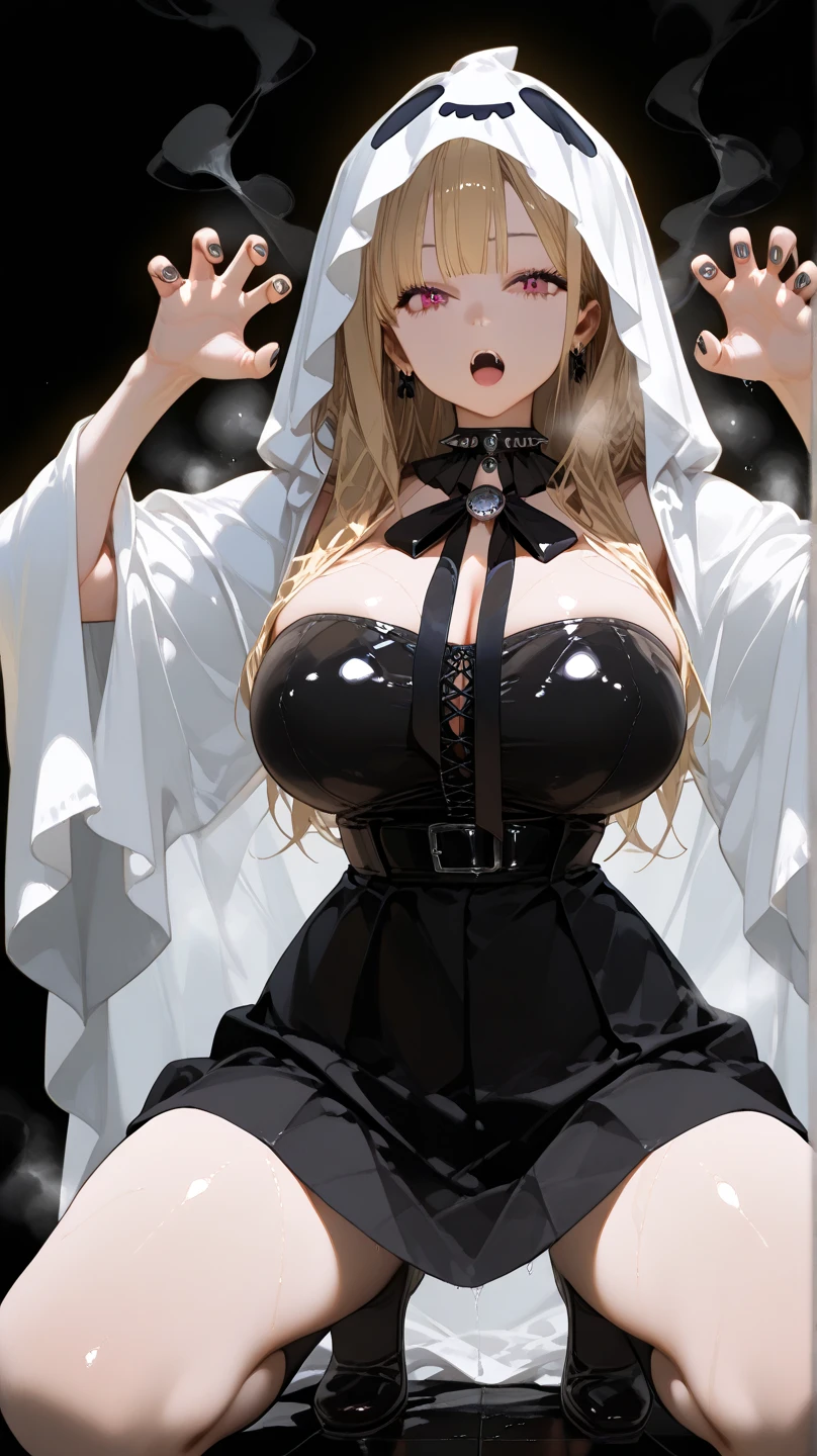 Highest quality, masterpiece, Ultra-high resolution, female、Big Breasts、Bunny girl、👯、Obscene leotard、Dark Bar、femaleは肉オナホにされるバー、Being hypnotized、Fluorescent eyes、Cunning、bathed in sperm