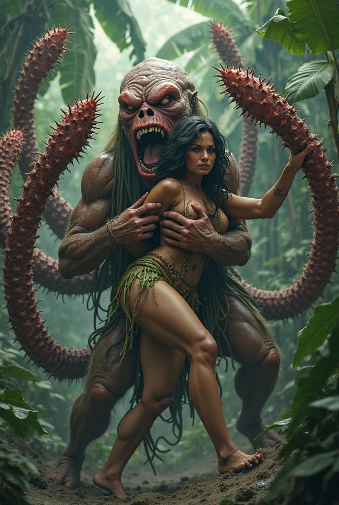 3 naked monsters with large penis in the jungle rape a sexy girl small shorts