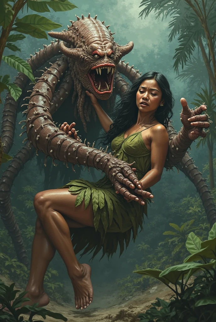 a naked woman tied to a tree, entangled with tree roots, covered roots, beautiful woman, big breasts, open legs showing vagina, groot fuck vagina, groot piercing her vagina, groot in vagina, sensual body, big breasts, short wavy hair, beautiful asian woman, jav idol actress, tied with tree roots, dark misty forest, hyper realistic