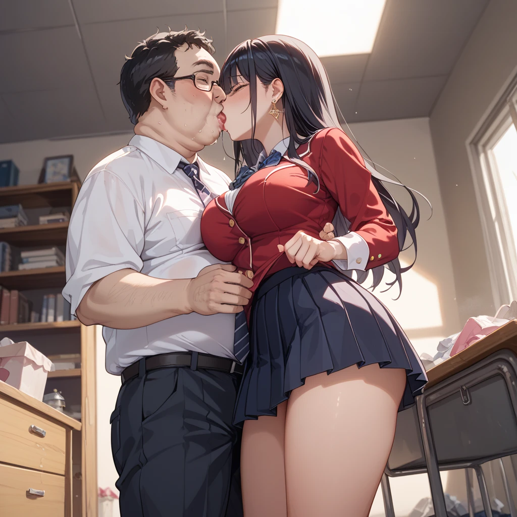 1girl, (2boys), three people, 1、 (nose blush, Naughty, half opened eye, ), [Full body shot]、Plenty of love juice、pale pubic hair、Full body shot,body piercings,Large open legs、Head-to-toe shots、Squirting、slightly turned to the side、hips move up and down、Chest sways up and down、Crying in pain、Swing your hips up and down violently、Ahegao、Lower your hips deeply、hips are on the floor、hanekawa tsubasa、her black hair is tied into two braids、eye glass、Colossal tits、Colossal 、Her body is tied with ropes、Chest pressure.、Tearing off the whites of the eyes and fainting、Keep your hands on your head、Standing on one leg、
