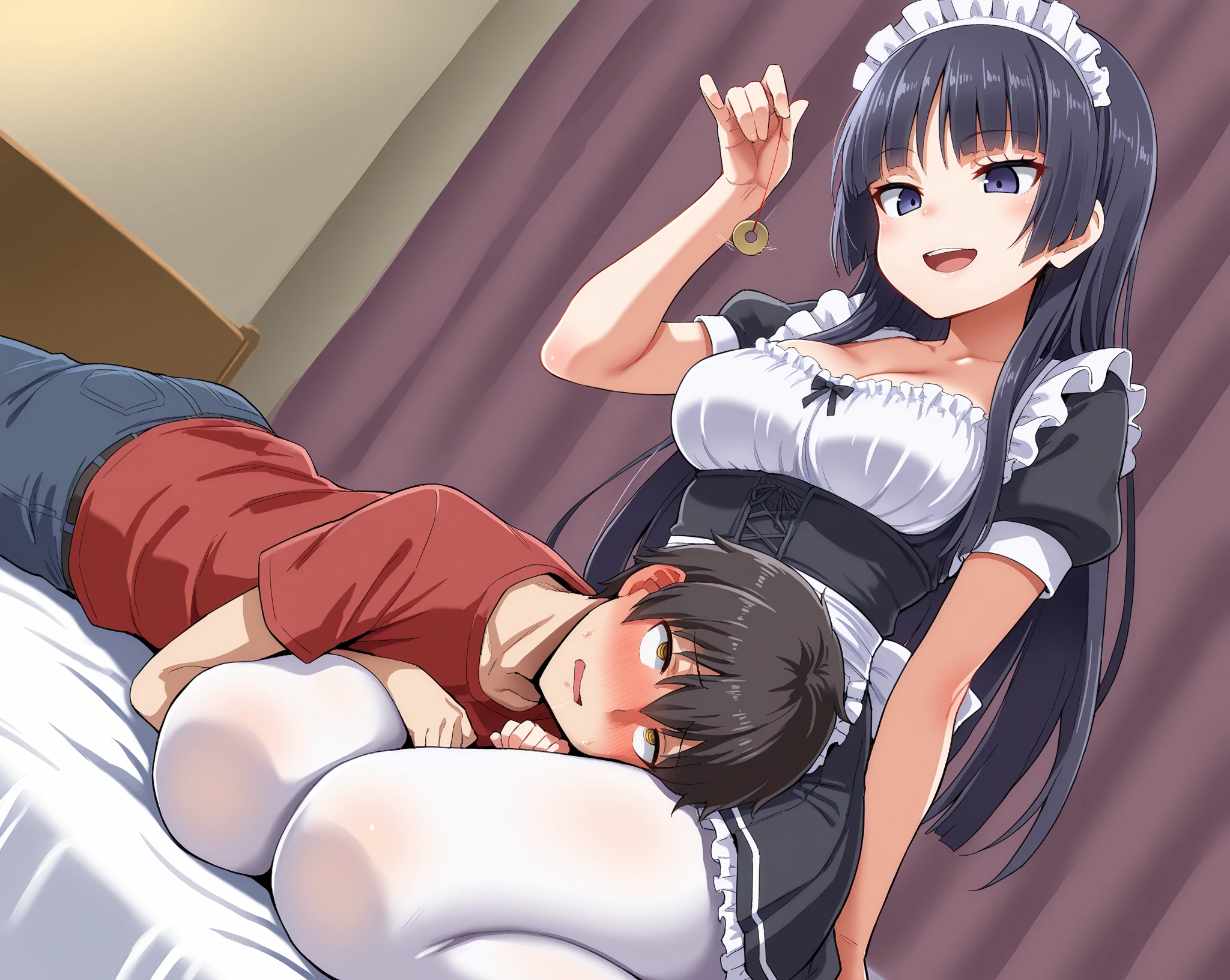 masutepiece, High quality, Extremely detailed,1girl in, (1boy), two-tone hair, double bun, flipped hair, swept bangs, Maid headband, (pointy ears, elves), pink eyes,Torn clothes, White shirt, Screaming, large hands, (doggystyle), ((top down bottom up)), (sex from behind),Hold your arm,(Keep your head down),Grabbing, Pressing,(penis:into pussy),A detailed face,beautiful countenance,beautidful eyes,is crying