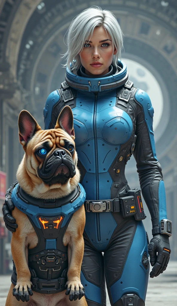 Anthropomorphizing a dog,White Toy Poodle,cyber punk,Fantasy,mysterious