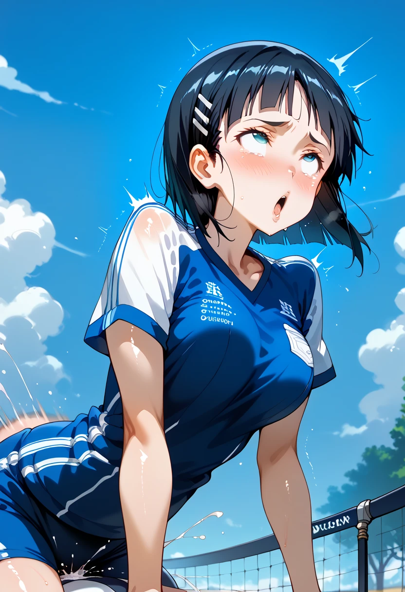 score_9, score_8_up, score_7_up, source_anime, best quality, masterpiece, official art, absurdres, highres, ultra-detailed,waifu2x,Collection: Slice of Life,break,1girl, Videl, short hair, spiked hair, blue eyes, bike shorts, purple shirt, (white shirt), fingerless gloves,small breasts, sweat, (nipple:0.6), sweat, saliva, (yawn:0.5),blush,youkai penis, twitching penis, oral sex, rape, felatio, cum, motion lines,projectile cum, facial, bukkake, hot breath, sound effects, outdoors, wind, outdoors, wind,break,(clear line illustration:1.2), super detailed skin,very high resolution, very aesthetic, Best sexual lighting powered by famous artist, 8k,cute picture,beauty illustration,photoshop_(medium),,(Detailed Lighting),best anime 8k konachan wallpaper, pixiv contest winner,