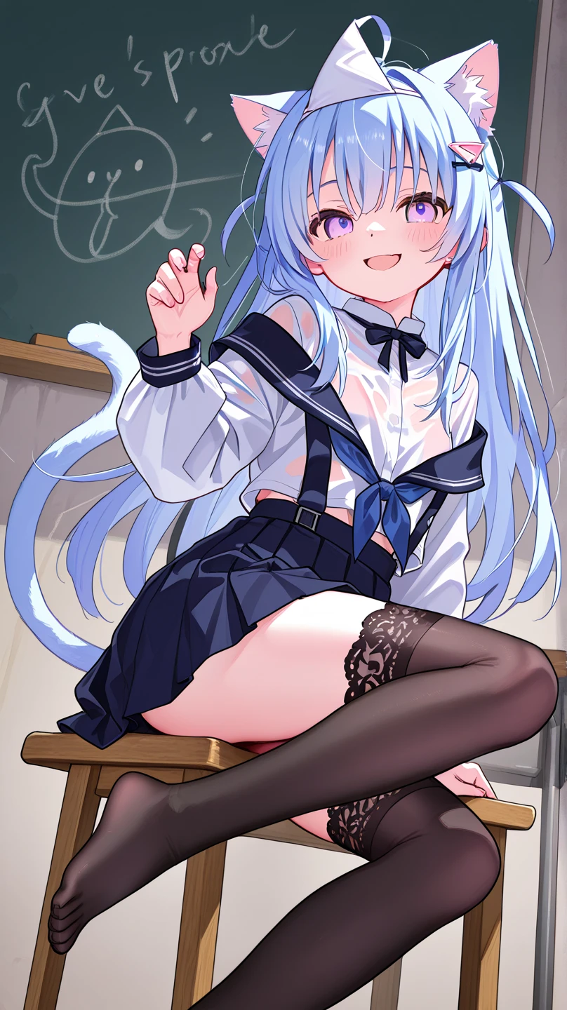 (masterpiece),(((perfect anatomy))),high quality,best quality,8k,super fine illustration,ultra detailed,extremely detailed eyes,extremely detailed body,extremely detailed finger, age of 10, small breasts, from front, animal ears, white panties, (intricate panties:1.4), green check skirt, wind, classroom, surprised, blushing cheek, nsfw, wet,