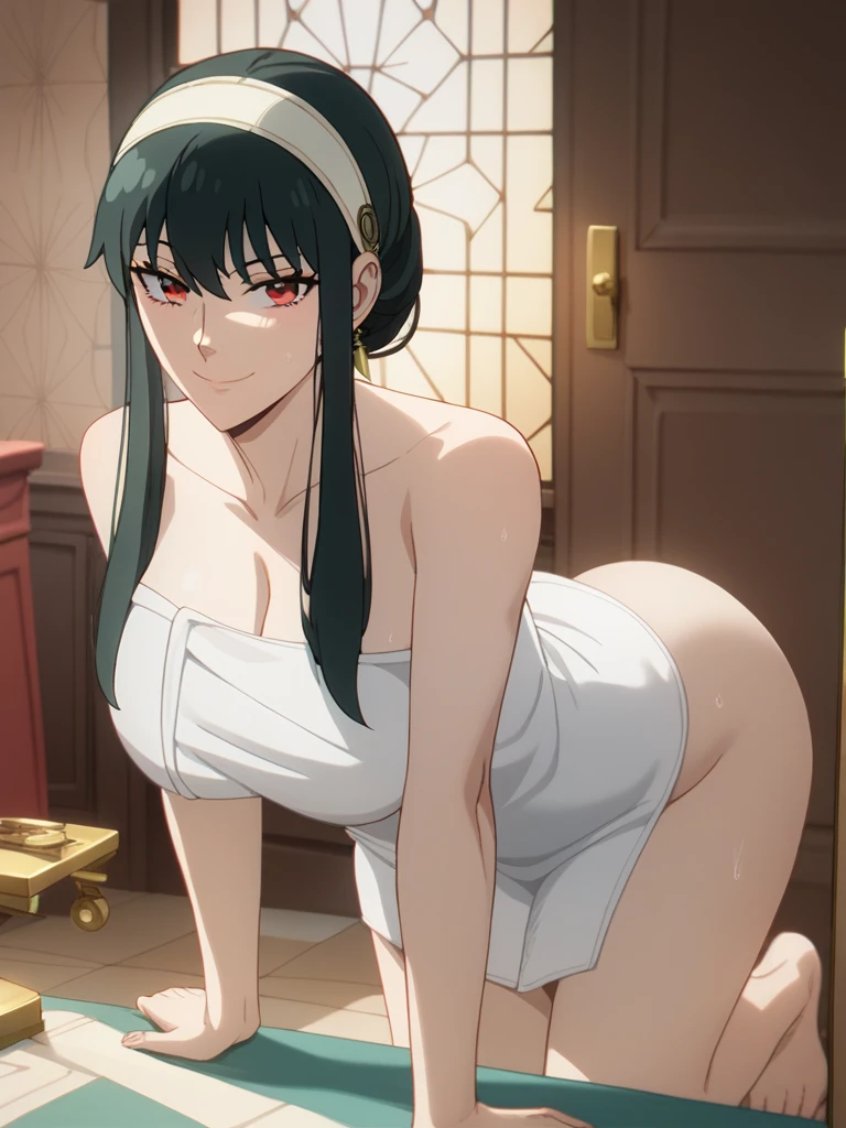 score_9, score_8_up, score_7_up, score_6_up, score_5_up, score_4_up, BREAK source_anime, 1girl, solo,
ChopioYor, black hair, red eyes, gold earrings, looking at viewer,
long hair, straight hair, white hairband, lite smile, micro bikini bra, white brim, micro maid waist apron, cuffs, collar, bow, zettai ryouiki thighhighs, looking at viewer, (sagging huge_breast:1.2), erect nipples, dirty dark large areola, (skinny), milf, futa, flaccid foreskin dirty penis, cum burst, natural (black:1.2) armpit hair, Unshaven black Pubic Hair, pet play, nsfw, front view, standing, hand on hip, in the kitchen, (futa, erect foreskin dirty penis, cum burst)