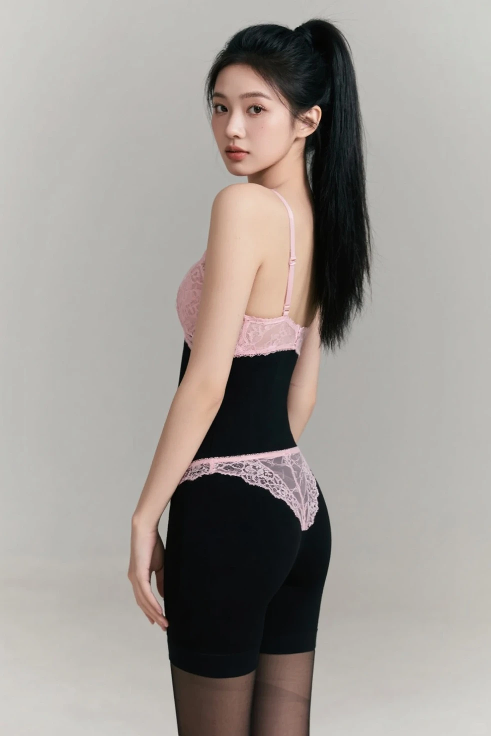 (((masterpiece､Perfect description､Photo quality､High Resolution､)))､(((Anatomically correct body､Realistic body portrayal)))､One person、high school girl、White skin、Natural Makeup、Black Hair、With bangs、Straight Long Hair、(((The upper body is an orange bra)))、(((Orange panties)))、(((Tight lace panties))、(((Expensive lingerie)))、(((legs open)))、Big Breasts、((Big Ass))、(((Schoolyard)))、(((Realistic fingers)))、(((Realistic Style)))、((Perfect figure))、(((upright)))、(((Back view)))、(((Looking back)))､Sticking out her big ass､Hip-up shot､