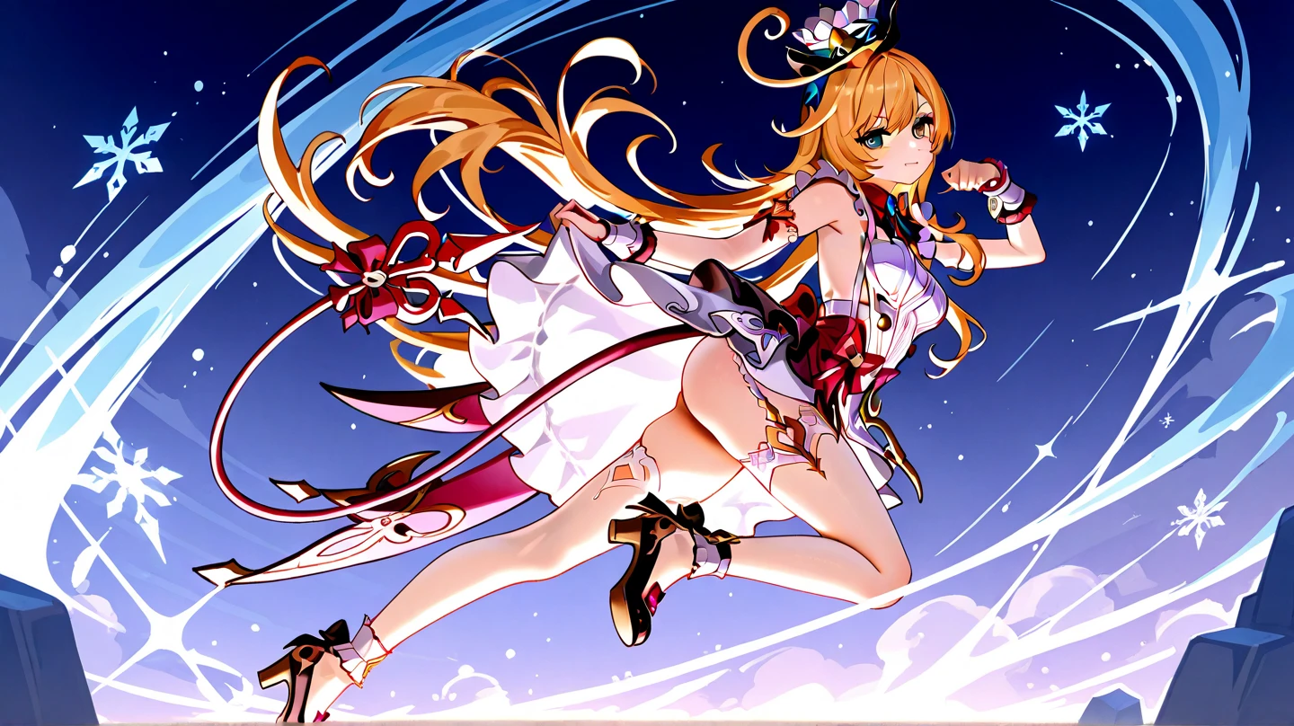 Long blonde anime girl with gun in her hand, Detailed key anime art, marisa kirisame, Key anime art, anime art nouveau cosmic display, alchemist girl, Anime goddess, lux from league of legends, anime style like fate/stay night, no more heroes concept art, Anime manga robot!! Anime girl, knights of zodiac girl, gadget hackwrench