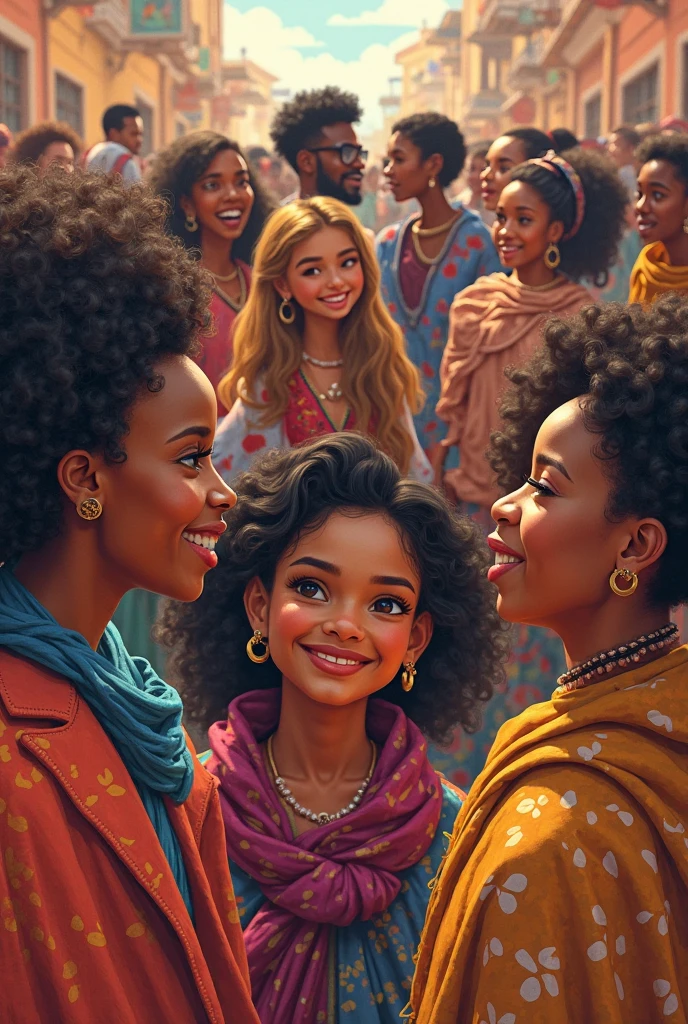 (best quality,highres,ultra-detailed,realistic:1.37),young black girl with long curly black hair,eye-catching scene,Disney Pixar inspired film,artistic and stylish PIXAR-like style,unique and trendy,illustrated with vibrant colors,detailed depiction of emotions,adventurous and heartwarming story,expressive and dynamic poses,playful and imaginative background,engaging and lifelike characters,highly textured and lifelike hair,expressive and lively eyes,captivating and joyful atmosphere,enchanting and magical elements,impressive use of light and shadow,expertly rendered facial features,vivid and dynamic expressions,visually stunning scenes with depth and perspective,inspiring and empowering narrative,prominent use of vibrant colors and textures,showcasing the diversity and beauty of black culture,celebrating individuality and self-expression,heartfelt and meaningful interactions between characters,exquisite attention to detail in clothing and accessories,promoting positive values and messages,enjoyable and engaging,appealing to audiences of all ages.
