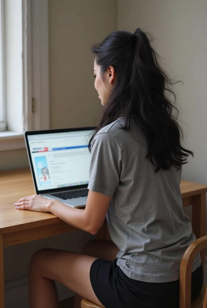 A girl working with the laptop