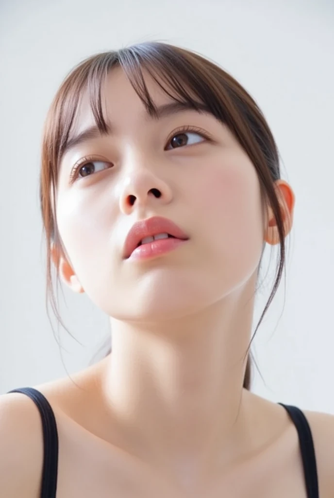 Extreme close-up of a young Japanese woman in a white studio - SeaArt AI