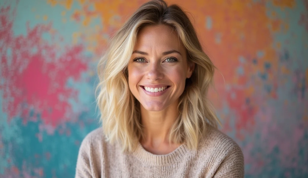 RAW photo, face portrait of pauline_ferrand_prevot, blonde hair, blue eyes, short hair, pink tshirt, upper body, smile, looking at viewer, <lora:pauline_ferrand_prevot:0.8>,