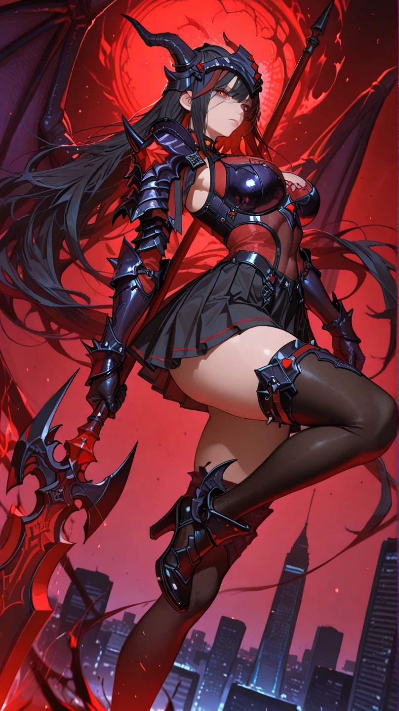 best quality}, {{masterpiece}}, {highres}, Perfect waist cut, Large breasts, Warrior girl with a small short sword on hand, Skimpy organza transparent clothes, organza elements on clothes, net clothes, leather glossy elements on clothes, dark blue hair with red highlights, (perfect nose), Seductive gaze, dark blue knee high boots on high heels with red highlights, (Best Illustration), 8k Resolution, Intricate Details, Best Quality, Realistic, Ultra Detailed, Best Lighting, Best Shadows, Ultra HD, A Necromancer style, Night, Magic, Dark Style, Vampire, (shining red eyes:1.6), masterpiece, high_res, Beautiful face, tyndall effect, photo realistic, (high detailed skin:1.2), 8k uhd, dslr, high quality, Photograph, high resolution, 4k, 8k, Bokeh, absurdres, ponytail contorted, best ratio four finger and one thumb, front view, dark blue hair gorgeous, perfect proportional skinny fitness body, full body view, wet skin, wet clothes, dark cathedral baground scenery, huge bobs, belly muscle, long fit perfect legs, fishnet dark red Stockings, realistic reflection in the water
