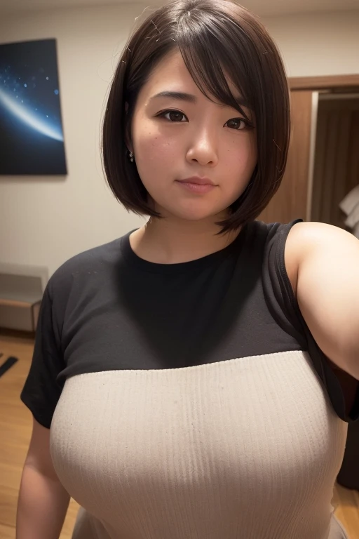 ((androgynous)), beautiful, (very short hair), (pudgy face), (thick),(ikemen), ((boyish)), (handsome), (chubby), belly, muscular, (beefy), ((Ninja)), (Black Hakama), (cool), (nipples), (Only the eyes and mouth are visible), Sweaty smell