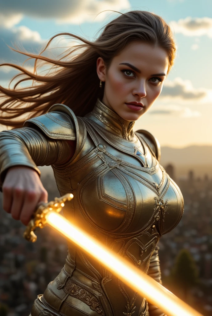 8k gorgeous Greek goddess inspired olive skinned lightning goddess in leather armor