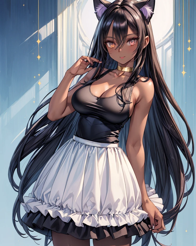 masterpiece, highly detailed, highest quality, high resolution, super precise, (1 girl), plain oversized Tee-shirt, plain semi-opaque colored waist high pantyhose,, flawless skin, inky black dark violet hair, pixie cut hairstyle, sharp facial features, young 16 year old teenager, sharp facial features, high bridged nose, medium height(178cm), cowboy shot, slender and slim body with ample curves, velvet colored eyes,