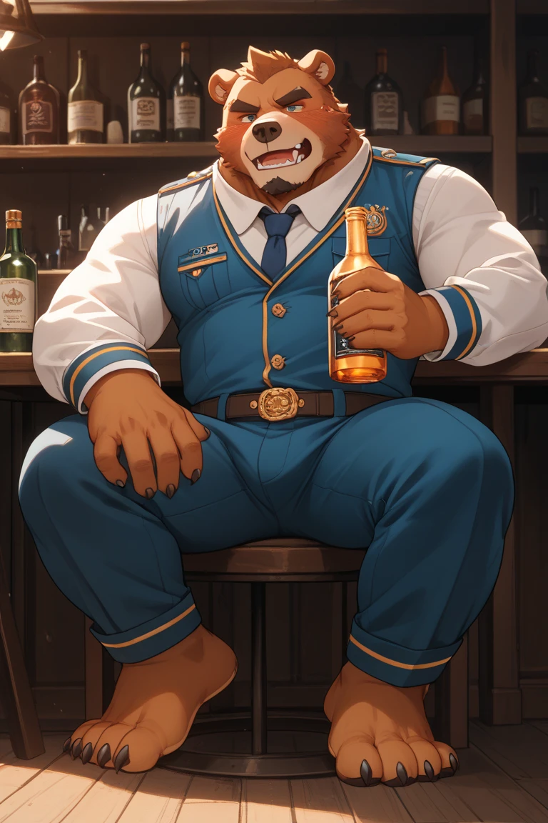 Author: bontiage, (1 boy), One, tiger, bulge, pants, uniform, military, military uniform, peaked cap, Men's Second, kemono, hot body, muscle, Beautiful, sexual, Attractive guy, (Detailed black eyes), brows, (masterpiece, A high resolution, Best quality), 4K, a male, Beautiful shadow 