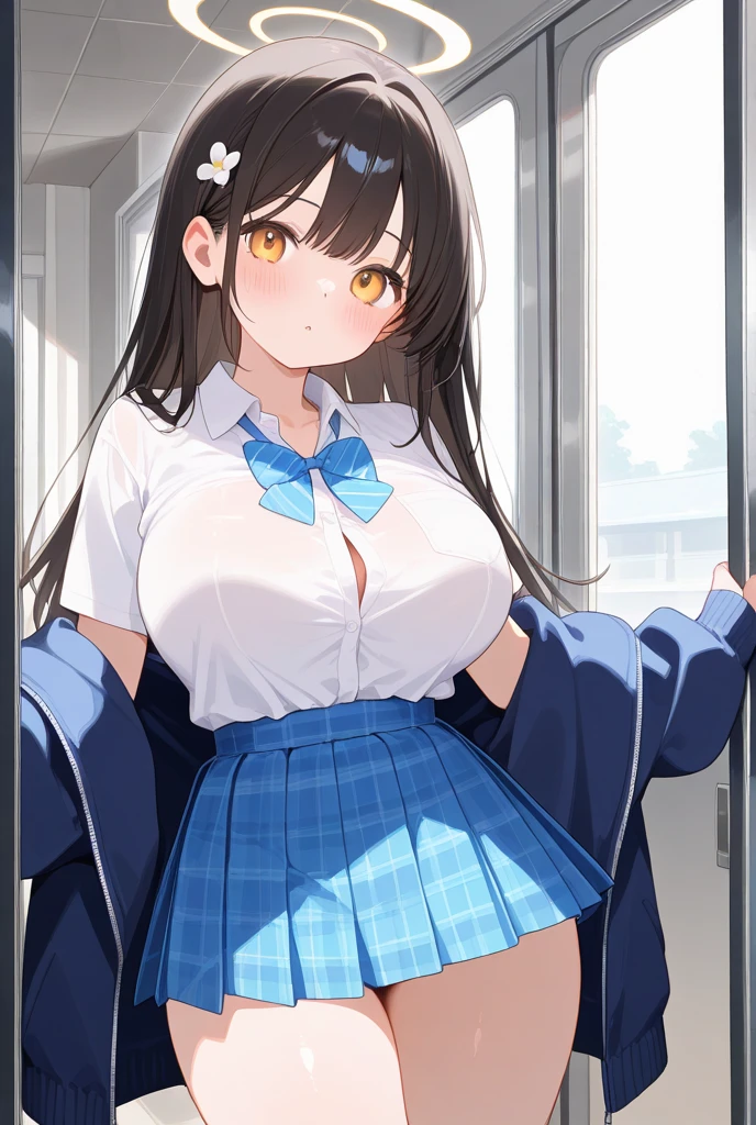 ,Osaka Shizuku, Long Hair, Hair Ribbon, blue eyes, Black Hair, Straight hair, Nijigasaki GakuenExact number of hands Exact number of hands Browsing Caution,(masterpiece, Highest_quality, expensive_solve, expensive_detailed:1.4),(Vibrant colors,Crystal clear image quality:1.4), (One Girl, alone:1.2), detailedなbackground, (View your viewers, alone focus:1.2), Light on the face, null, blue null, Cowboy Shot,Low - Angle,The viewer looks up from below, sunlight, Lens flare, Written boundary depth, scenery, Open your mouth, Osaka Shizuku, Long Hair, Hair Ribbon, blue eyes, Black Hair, Straight hair, Nijigasaki Gakuen ,(dark tan skin), (dark-skinned female, tanned) Gal Lift up the skirt、background white Expressionless Displeased((Skirt flip))Roll up your skirt Low - Angle (dark tan skin), (dark-skinned female, tanned) slender Slim body (dark tan skin), (dark-skinned female, tanned) , Completely desnuda, No correction,,masterpiece,Highestquality, (((Pixel Perfect, Perfect in every detail))), alone, One girl,,Glare Glare Absurd, High resolution, masterpiece, Highestquality,whiteいフリルシャツ, (Black Skirt:1.1), Black knee socks, Under the spotlight、delicate underwear、(((Show off your underwear)))、Spread your legs、、Light blue underwear、Light blue pants、((Light blue lace panties))、Jacket, Pleated skirt, black knee socks, zettai ryouiki, Plaid, Plaid skirt, blazer,Ahoge, Single Blade, Hair that falls over the shoulders, Brown Hair, Brown eyes, Virgin Killer Costume, whiteいフリルシャツ, (Black Skirt:1.1), Black knee socks, Expressionless look down,Large Breasts, alone, masterpiece She has sex with a man, Raped, ((She was hugged from behind by a man:1.5)), ((She was grabbed by the breasts by many men.:1.5)), ((A man presses his chest against a woman's back.)), ((She rides a man's body:1.5)),