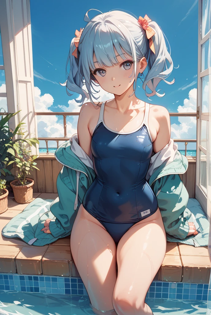((8k, Highest quality, masterpiece: 1.3)),Ultra-high resolution,(1 girl, alone), (Color changing eyes, Ultra-detailed, Expressive brilliance, Glitter, Glowing Eyes), Highly detailed eyes, Highly detailed face, Random Hair, ((pastel colour)),A cheerful young woman with pastel blue hair styled into a messy braid, standing by her bed in her softly lit bedroom during the early afternoon. She is dressed in a simple yet subtly sexy lifeguard cosplay, wearing a red one-piece swimsuit with a small whistle around her neck, and a matching visor. The camera captures her from a frontal angle as she laughs with one hand on her hip, her expression full of energy and playfulness. The room is warmly lit by the afternoon sun, with a beach towel draped over the bed, a few seashell decorations, and a relaxed, summery atmosphere that evokes the feeling of a day at the beach, (nsfw:1.2)

