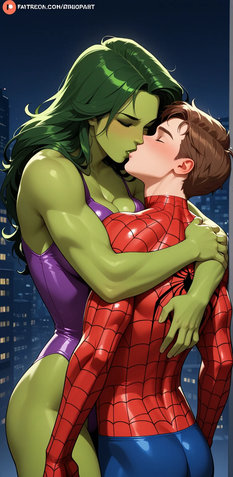 (masterpiece, best quality), intricate details, (((couple having , Poison Ivy nakcking n, (hetero:1.3), from side, sitting, vaginal, (girl , upright (blush:1.5), (sweat), (kiss), (closed eyes), hug, bed, window, curtain, (panties around one leg:1.2)))), boy, glossy eyes, stunning eyes, round iris, light green eyes), feminine expression, (poison ivy, naked), (Superman, Superman costume), [air, orange hair, parted bangs, long hair, curly hair, leaf hair ornament, mascara, red lipstick, seductive smile, light skin, soft skin, round breasts, huge breasts, thighs, no clothes], ouse, green glnes, leaf, plant, flowers, nature],