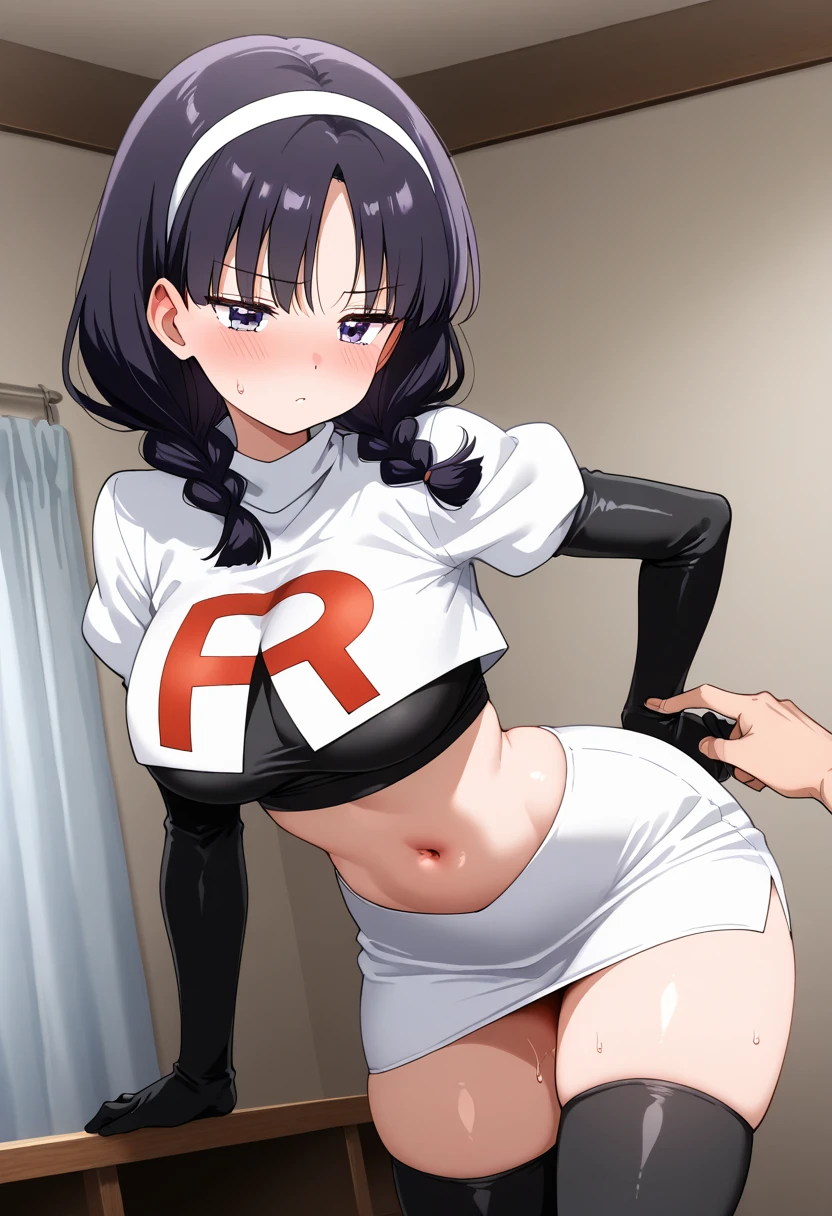 (melhor qualidade:1.3), Kyoka Jiro , peituda, clivagem, sedutora, rosto Sensual, Sensual, curvy body, bunda grande, peitos grandes,((legging pants)), ( Pov: frente ) quarto