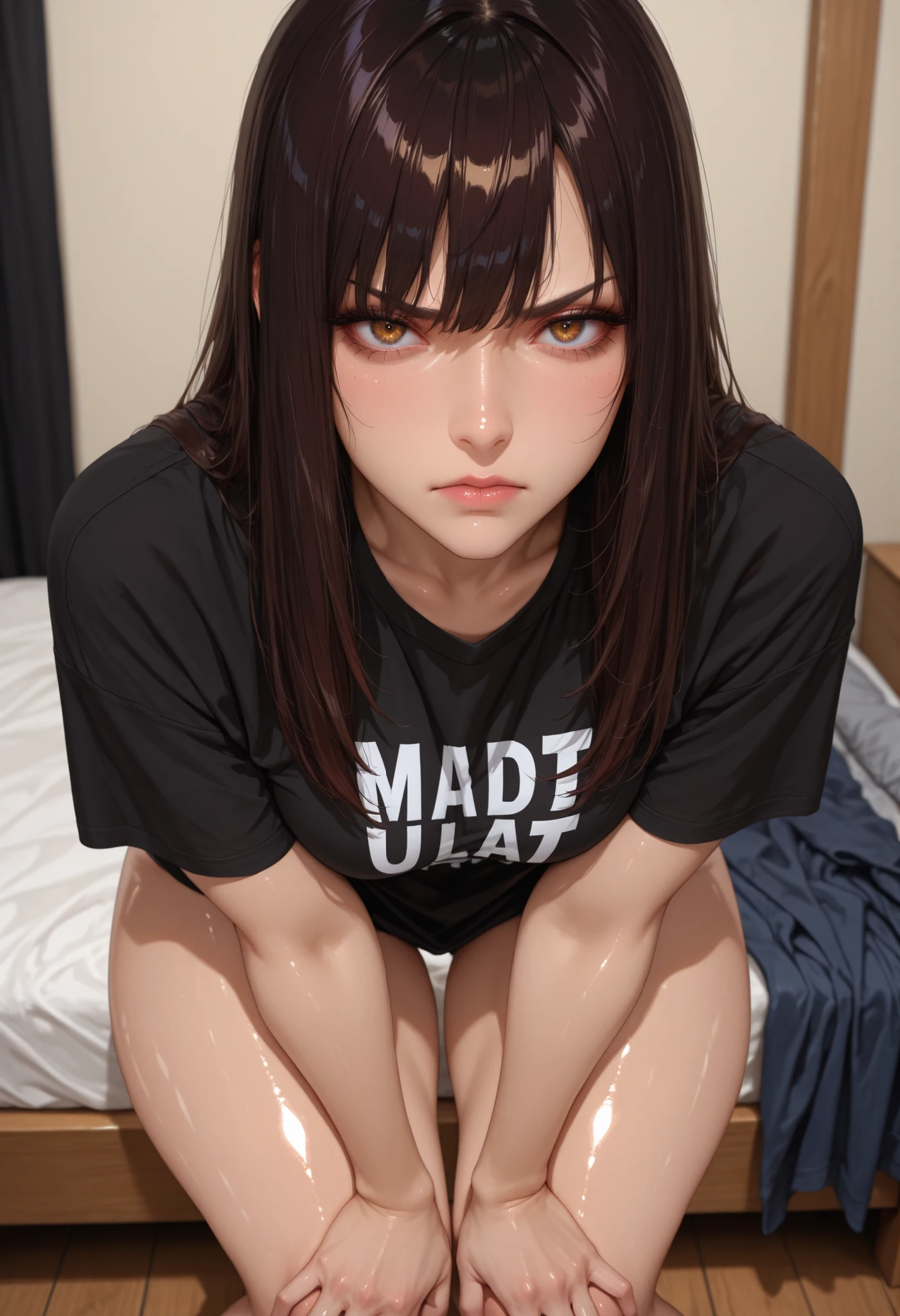 (((((())))))、(((Aya Ueto : 1.3)))、(((A charming face)))、(((Young face)))、(((beautiful girl)))、(((A beautiful woman)))、Beautiful woman、Cute woman、((Innocent face))、((Ultra-detailed face))、((Detailed lips))、((Detailed eyes))、((double eyelid))、(((Beautiful Face)))、(((Beautiful, well-shaped eyes)))、(((Beautiful, well-shaped lips)))、Very Short Hair、ponytail、Pixie cut、BREAK、Completely naked、BREAK、((((Wearing military uniform))))、(Wearing a collar)、(Chained)、BREAK、8 heads、(((slender)))、(((Slim body)))、(((Thin body)))、(((Slim woman)))、(((Flat Chest:1.2)))、BREAK、Photographic quality、Natural light、(フォトRealistic:1.4)、(Highest quality:1.2)、(Ultra-high resolution:1.2)、8K、RAW Photos、Realistic、High Detail、Film Grain、Detail Skin、Symmetrical、Delicate skin、Real human skin、pores、Super detailed、Detailed、(masterpiece : 1.2)、Thin face、Sharp Face、Small Face、Small face、Narrow shoulders、Small shoulders、Small shoulders幅、Slim shoulders、Narrow shoulders幅、Beautiful Japanese Woman、Beautiful Korean Woman、Slim womanモデル、Young Gravure Idol、Realistic young gravure idol、Young Sensual Gravure Idol、Young Pretty Gravure Idol、Japanese Model、Young Gravure Idol、((From the knee up))、((Showing small breasts))、(((She spreads her legs and shows her pussy)))、(((Leg spread)))、(arms behind back:1.0)、(((((having sex)))))、(((((Expressions of ecstasy : 1.1)))))