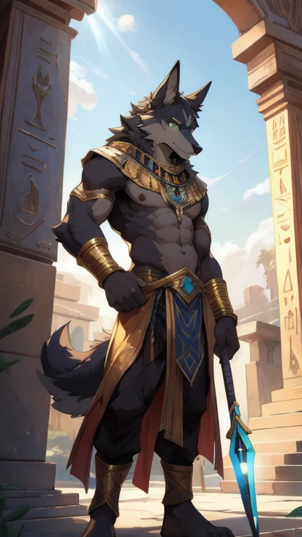 Solo, Male, (Muscular), sacrifices, (male anthro wolf):1.3, Pure black body,Kneel, (Kamimei):1.3, (komono:1.4) (DOA):1.23, (, The loincloth is semi-worn,Half comes off, Yellow pattern:1.2), Detailed eyes, lizard tail,A pair of dragon horns, A pair of dragon wings,((half-body portrait)), (Detailed eyes, Yellow eyes, Black skin,Yellow stripes,Sharp claws,Cute beast claws,Stick out her tongue,drools,Fluid spills from the lower body,Milk spilled all over the floor,Egyptian costumes,Egyptian totem,Abinus,glowing light eyes):1.1, (exteriors:1.35), altar, firey, fumo, In an Egyptian style bedroom, the night, Be red in the face,Kneel,Collar,submit to,drunk,enjoying,looking to the camera,Say hello to the camera,Reveal cute beast claws,having fun(Particle,glowworm,blue glowing):1.3,detailedbackground,realisticlying,realistic hand,8k hdr,(Dark shadows,Wide dynamic range,hdr,low-light:1.2),author(pino daeni,(author:by ruaidri),author:virtyalfobo)