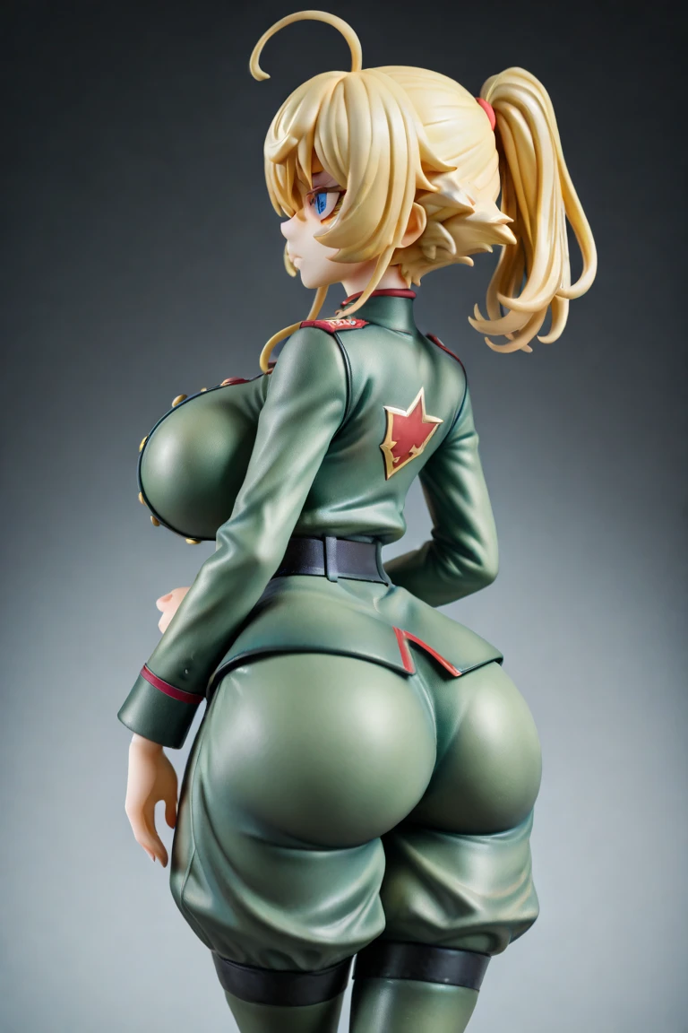 Sayla Mass, (Sayla Mass=15 year old beautiful girl:1.97), (torn costume:1.2), (Earth Federation Army Uniform　Peach-colored uniform　Girl in uniform:1.99), blonde bob cut, ((Sayla Mass has sex with a guy while still in uniform:1.9999)), (masterpiece　complete limbs　8 heads and bodies　full finger　realistic　highest quality　High resolution　NSFW　real women pictures:1.79), realistic, thin waist, Beautiful thighs, (All the skin is so beautiful), intricate details, 1 girl, (1 40 year old male mafia member, penis:1.2), blush, embarrassing, crawl on all fours, raise your butt high, ((1 male,1 female,Have sex:1.2)), Man hugging woman's waist, doggystyle, From the side