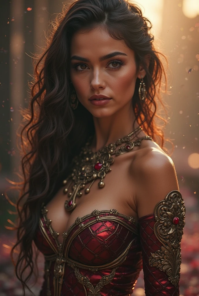 full body, beautiful detailed background, octane render, 8k, best quality, masterpiece, illustration, extremely delicate and beautiful, detailed,extremely detailed,CG,unity,wallpaper,Amazing, fine detail, realistic art: 1.2 ,masterpiece, best quality, official art, extremely detailed CG unity 8k wallpaper,1girl, (((long black straight hair,))), dark knight,red eyes,beautiful face, upper body,(black Armor and red robe,) looking at view realistic photo,Evil laugh,
(hiqcgbody) ,perfect female figure,earring,narrow waist, (looking at view), alluring,prestige,(fire,indoor,ruins)